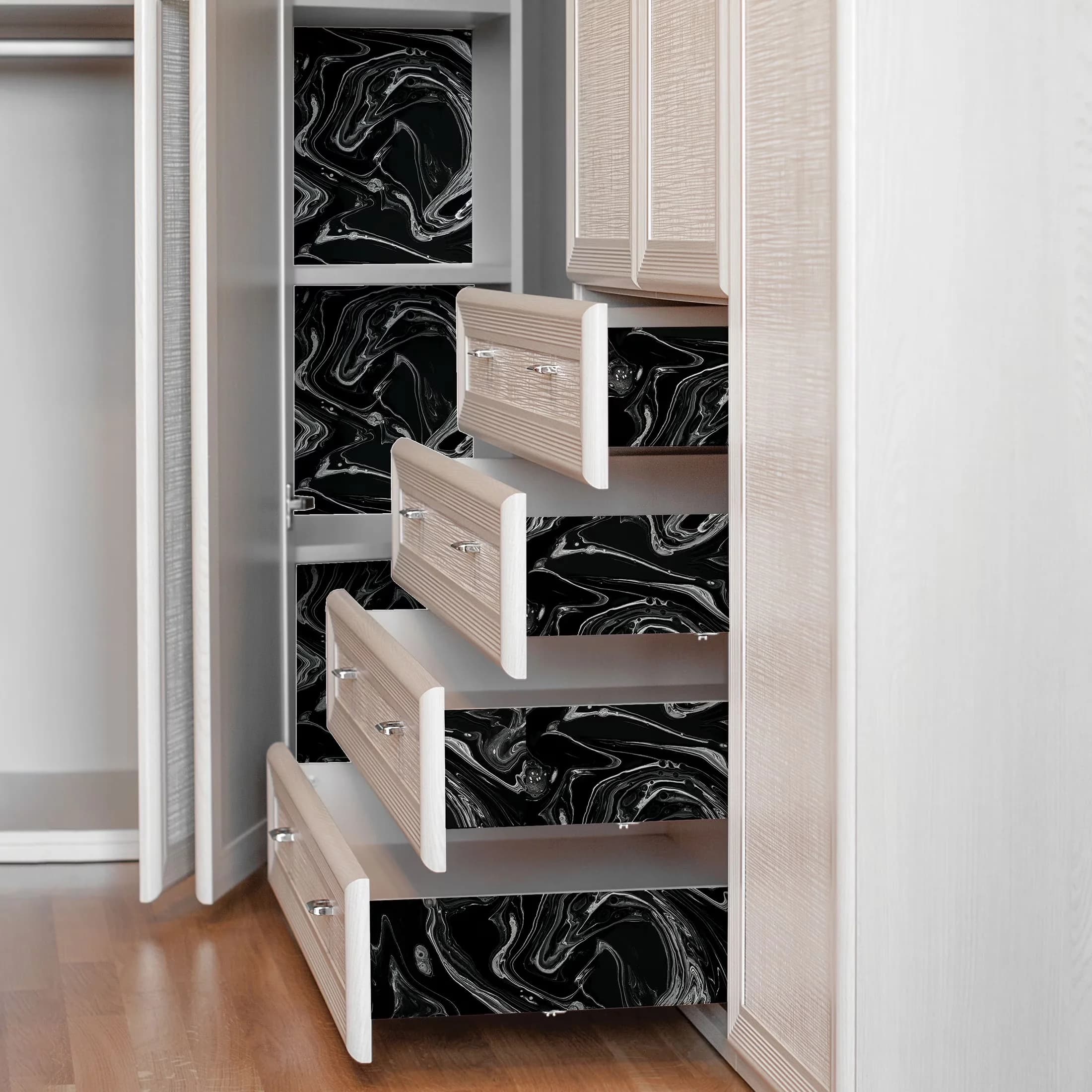 Classic Wallpaper with Removable, Black Marble, Peel and Stick 13.35 sq. ft - Vinyl Black Model 609540