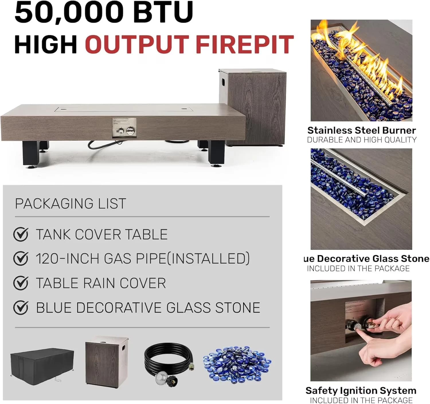 Stylish Outdoor Heating with 50000 BTU, Smokeless - Iron,Stainless Steel Brown Model B75F85