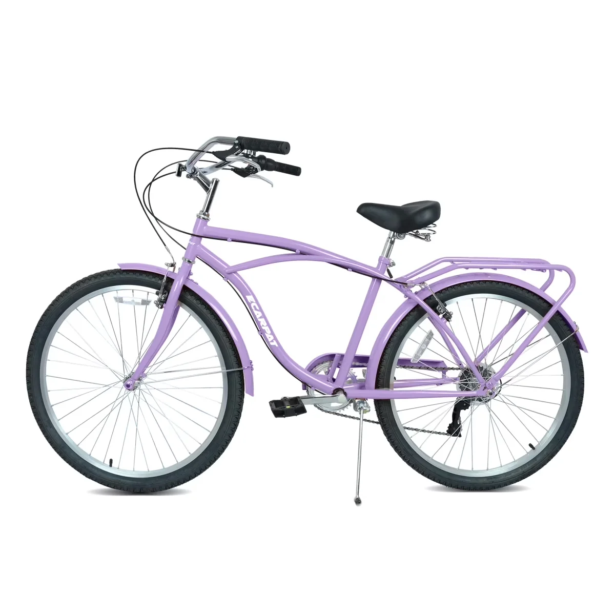 Modern Road Bike with Adjustable Speed, Lightweight, 26 Inch 7-Speed Beach Cruiser - Purple Model 3FA443