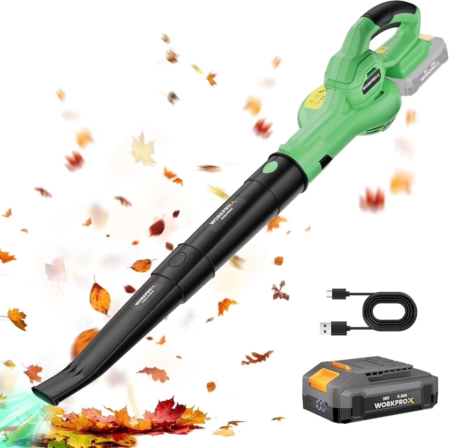 Leaf Blower Efficient with Battery, LED, 20V for Patio, Garden - Built to Last Model 0A5FF9