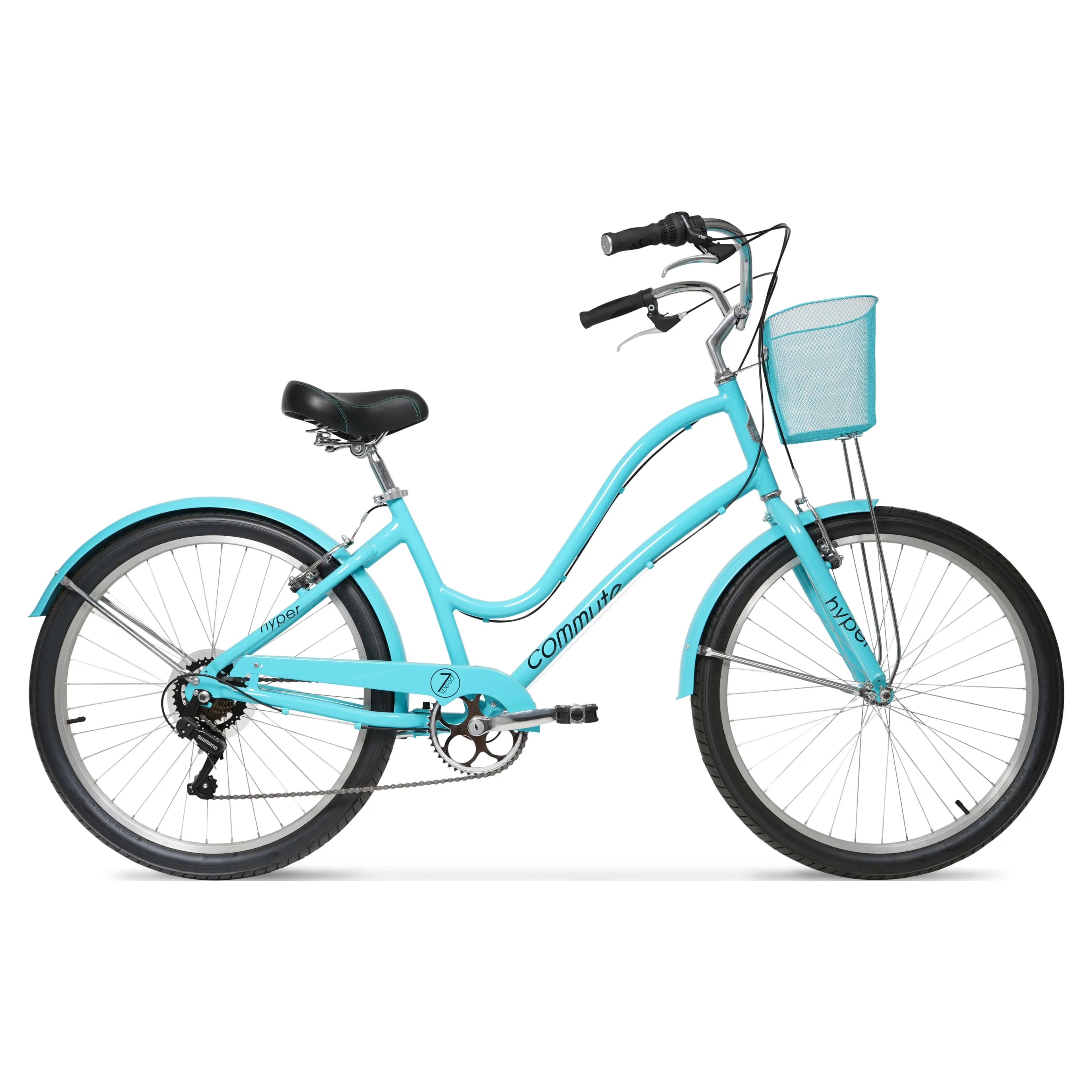 Classic Cruiser Bike with Adjustable Seat Height, Lightweight, Comfortable platform pedals - Blue Model E75FDA