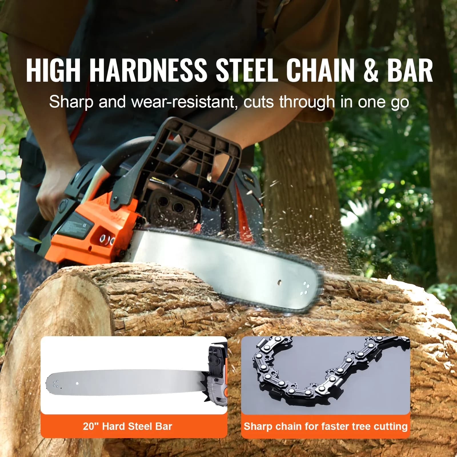 Essential Chainsaw with Anti-Vibration, 20in Bar, 58cc Gas - Black 2HP Model 8BC057