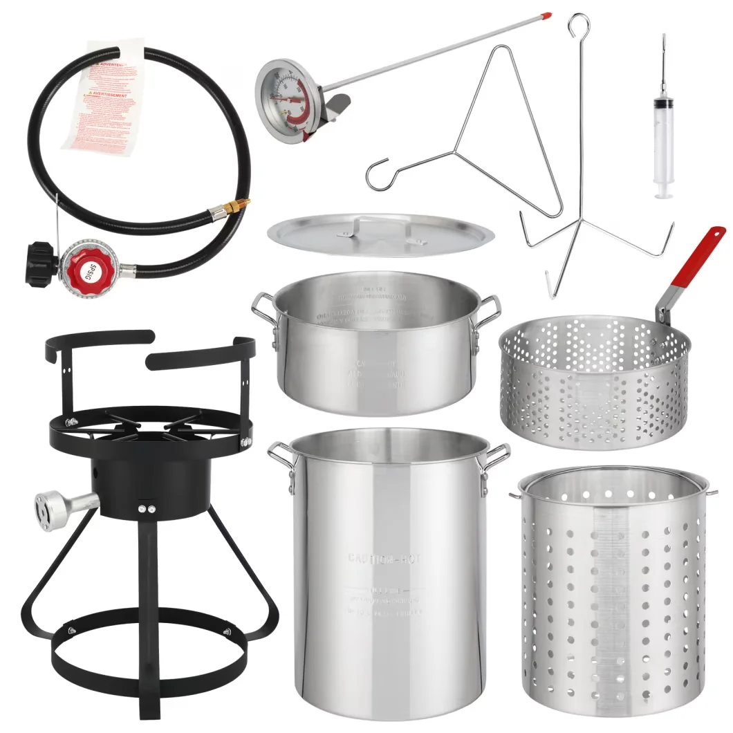 Versatile Outdoor Fryer with 54000 BTU, Adjustable Regulator, Turkey Kit - Iron Aluminum Model 3AAA3A