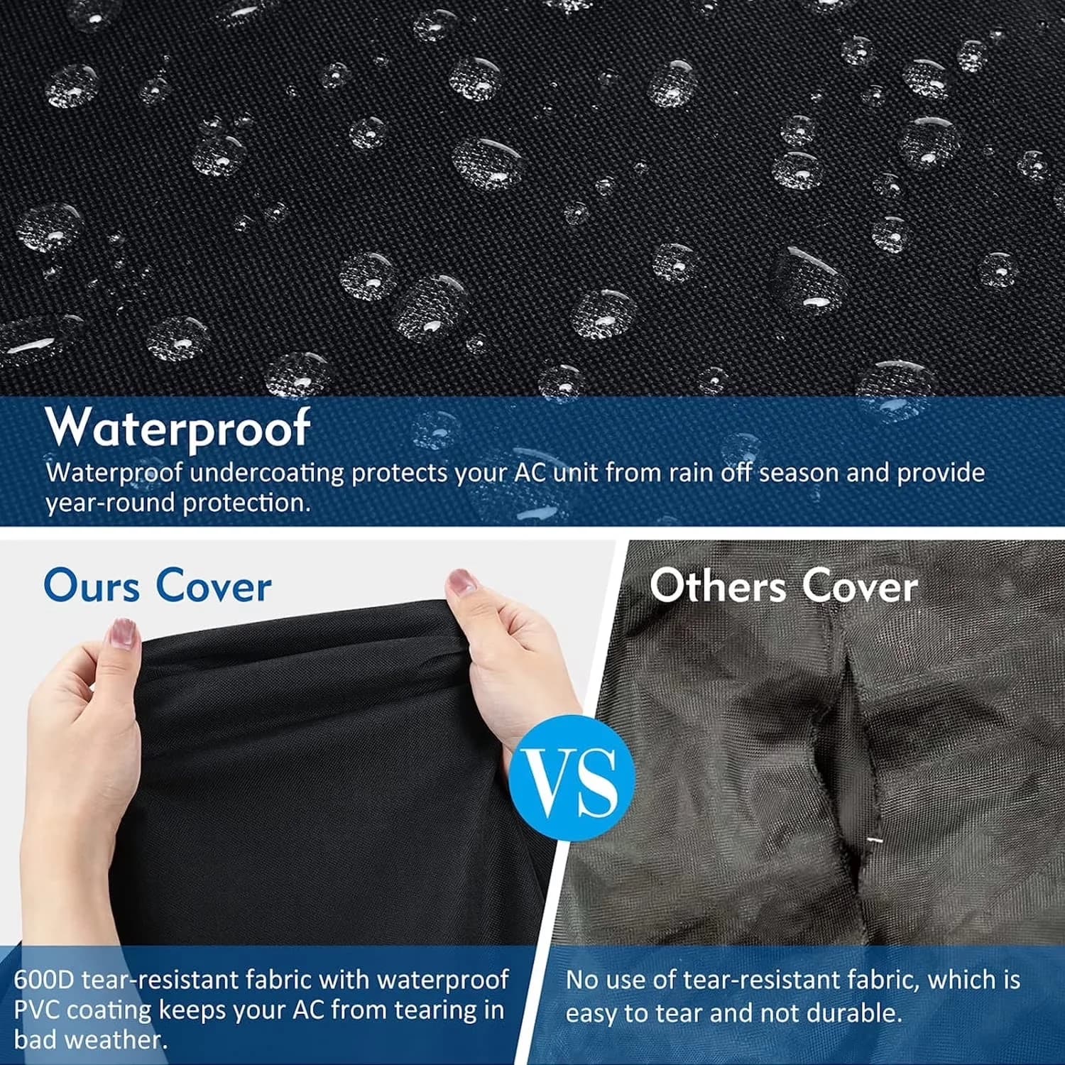 Versatile Air Conditioner with Waterproof, Waterproof Heavy Duty AC Cover - Black Durable Material Model 02F71E