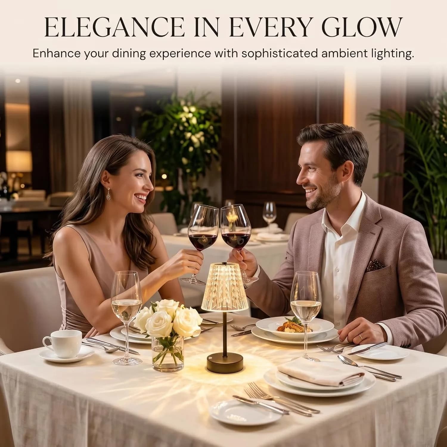 Sleek Lamp Set with Mini Wireless Table, Black Cordless Table Rechargeable - Model 39A2E6