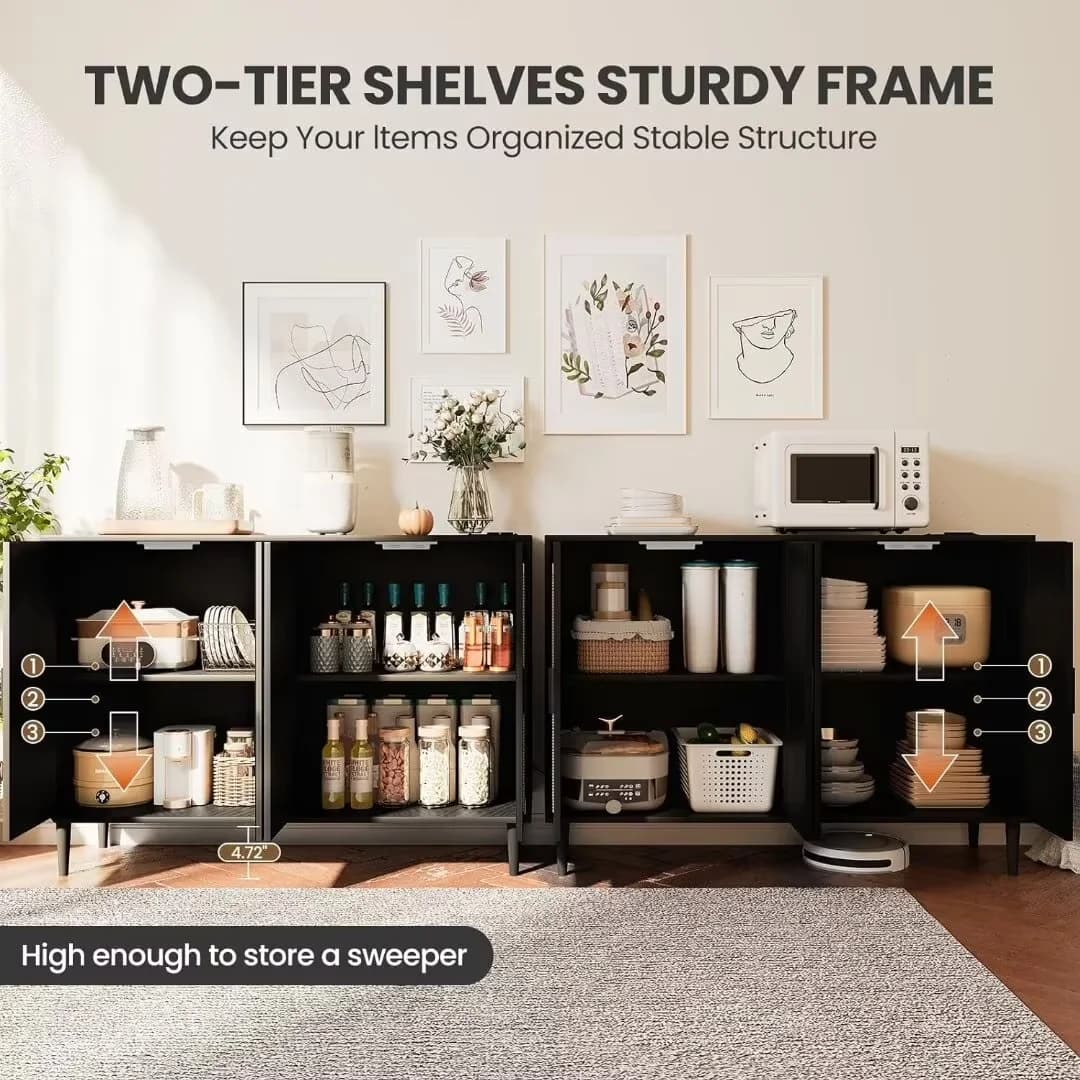 Durable Kitchen Renovation with Power Outlet, Adjustable Shelves, Accent Storage Cabinet - Wood for Living Room Model B4461F