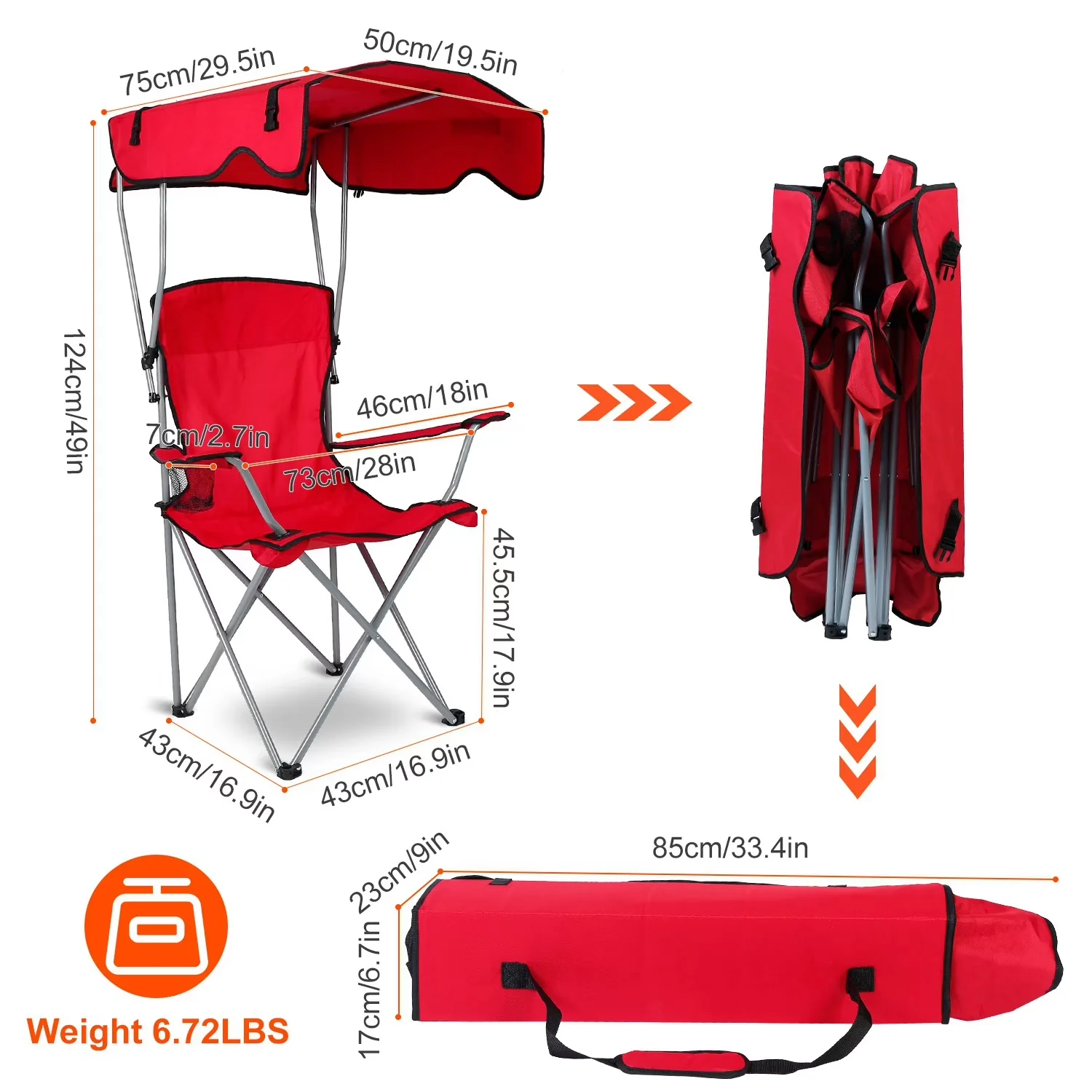 Reliable Beach Chair with Foldable, Portable, Cup Holder - Steel - Contemporary Style Model 69C68D