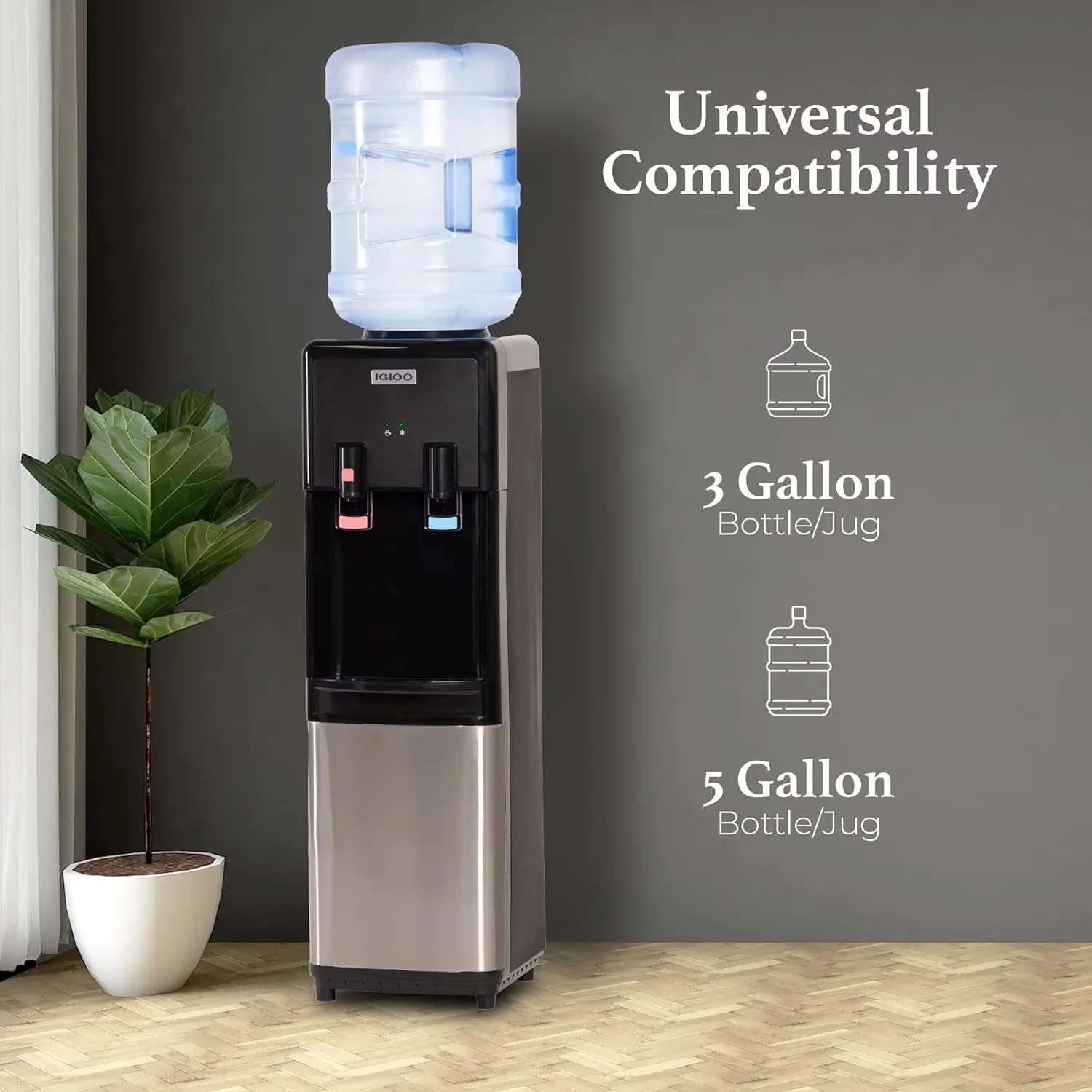 Durable Water Filtration with Child Safely Lock, Top-Load Dispenser - Stainless Steel Black Model 489695