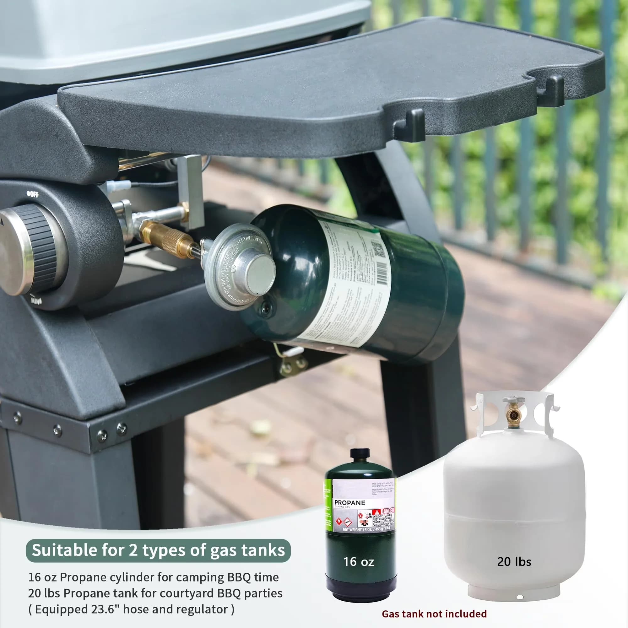 Efficient Gas Grill with Heat Thermometer, Portable, Rust Resistant - Stainless Steel for Patio, Camping Model 91B3E0