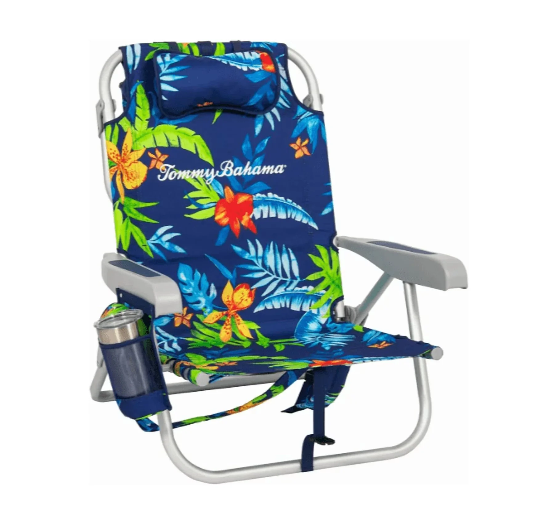 Innovative Beach Chair with DBF 2-pack, Aluminum Frame, Open-front Seat Design - Dark Blue Floral Model 165945