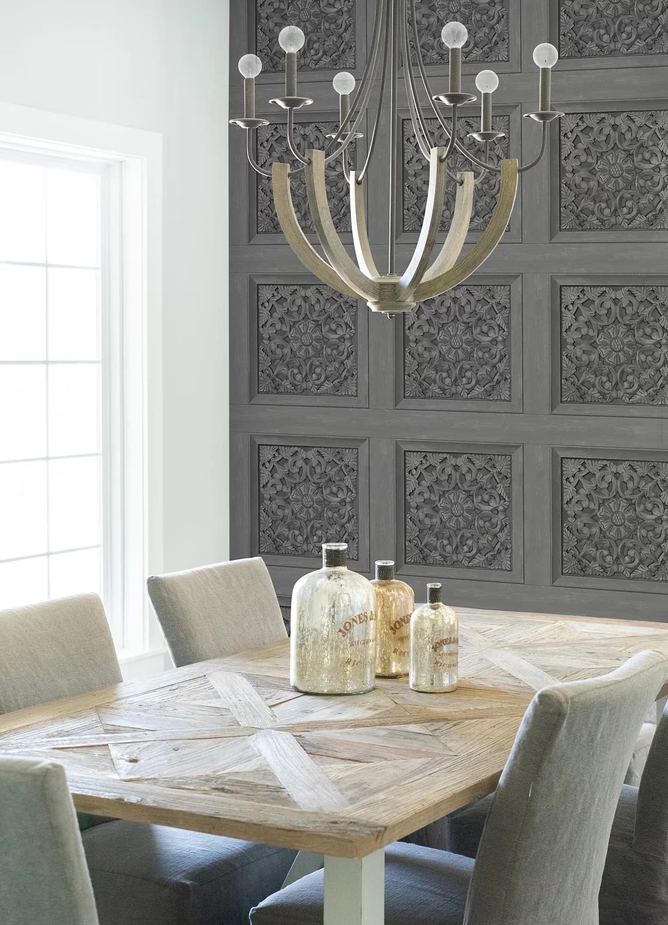 Stylish Wallpaper with Removable, Easily repositionable while installing - Pvc Grey Model EA0959