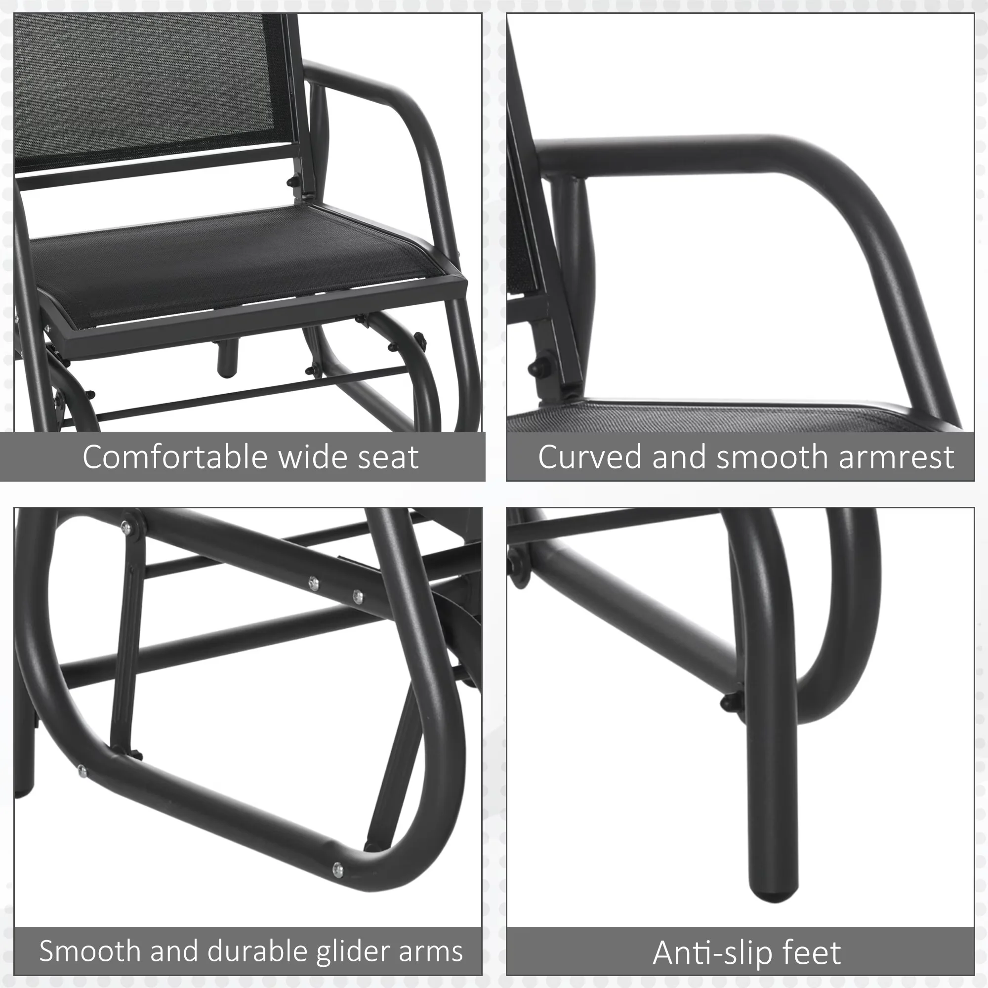 Sleek Patio Chair with Farmhouse, Outdoor Sectional - Fabric+Metal Black#1 Model 5A5DDF