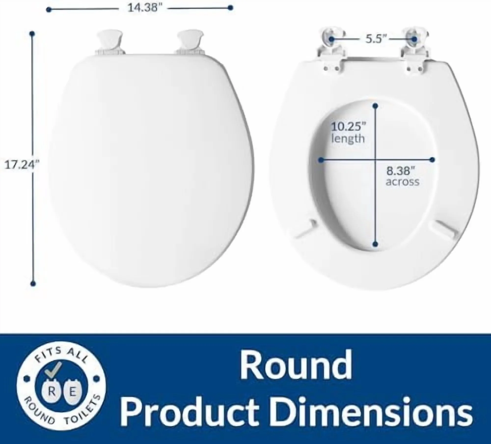 Durable Toilet Seats And Lid with Easy Installation, Non-Corrosive Bolts and Wing Nuts - Wood White Model 40FA43