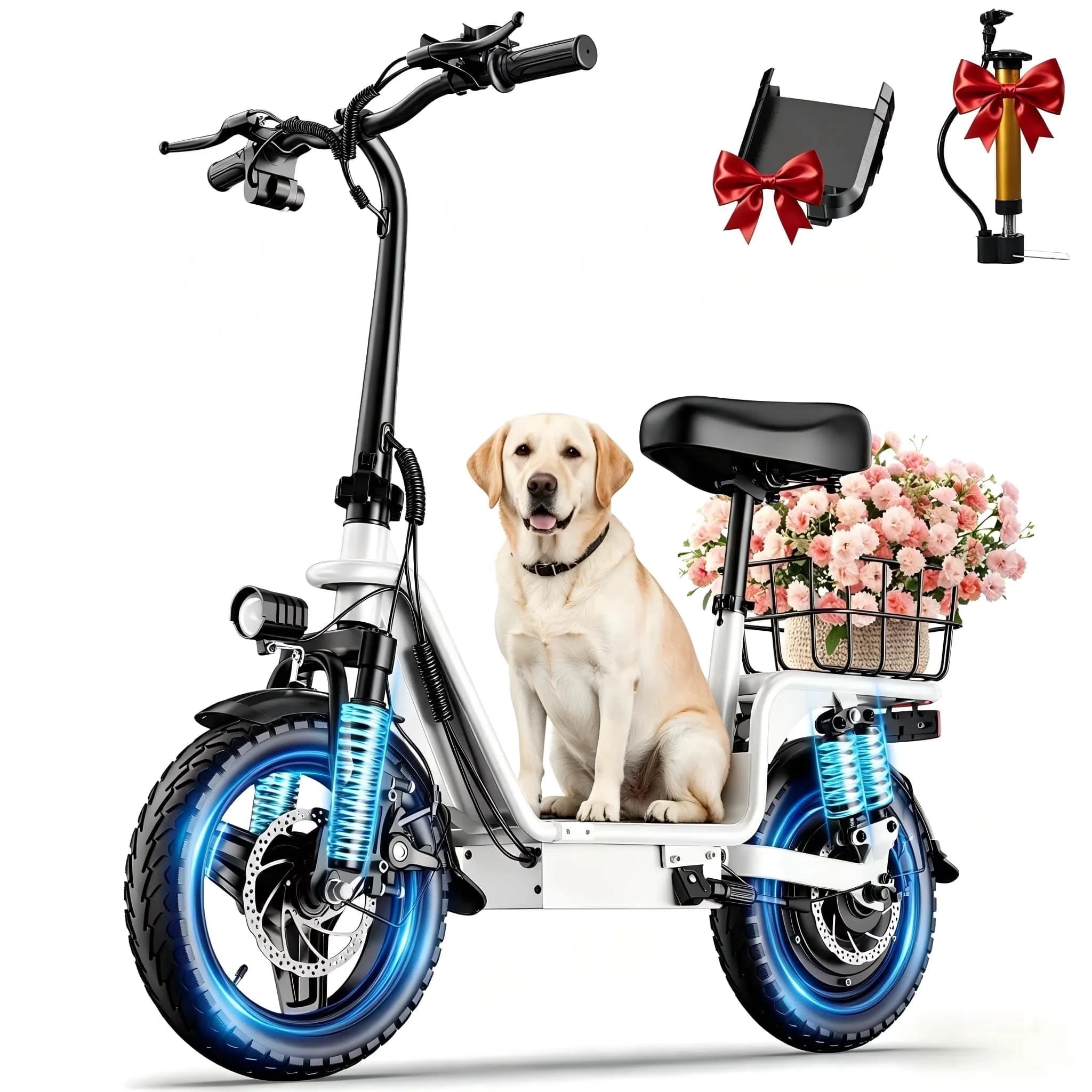 Scooter Professional with 1600W, 48V, Electric - White High Carbon Steel Model 111CA8