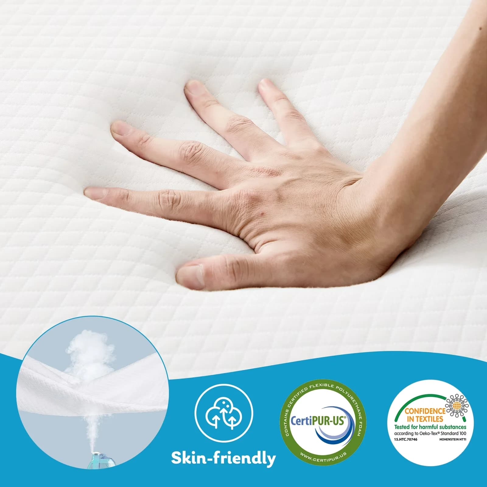 Efficient Mattresses Accessory with Folding, Tri-Fold Mattress - Memory Foam White for Camping, Office Model 11A144
