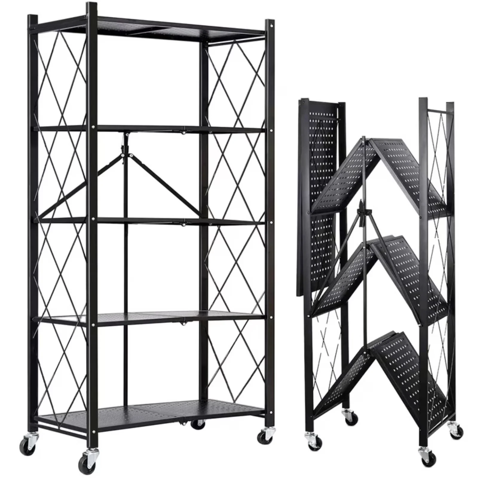 Efficient Garage Storage Supply with Rolling, Modern, Lockable Wheels - Carbon Steel Black Model ED883D