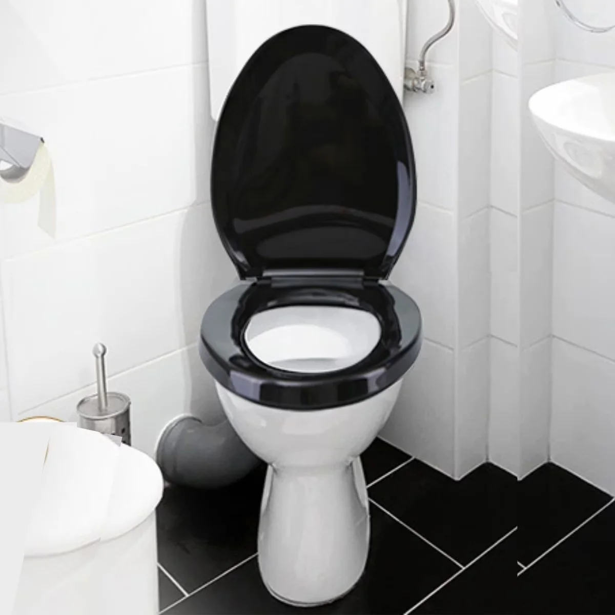Essential Toilet Seats And Lid with Soft Close, Slow-Close Lid, Adjustable - Plastic Black Model C9417E