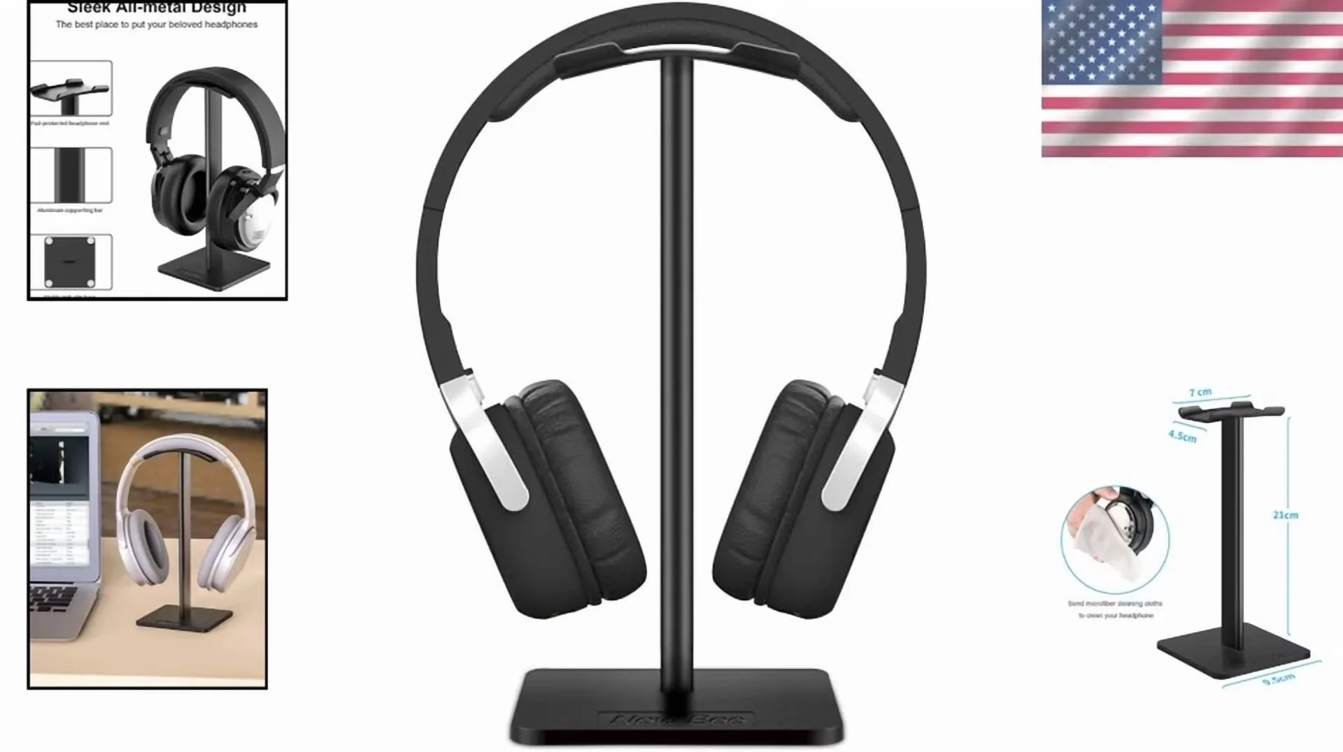 Home Gym Professional with Elegant Aluminum Headphone Stand - Black - Professional Series Model 9DCDBE
