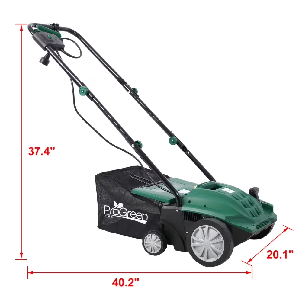 Premium Push Mower with Folding Handle, Collection Bag - Green Electric Model E6EF39