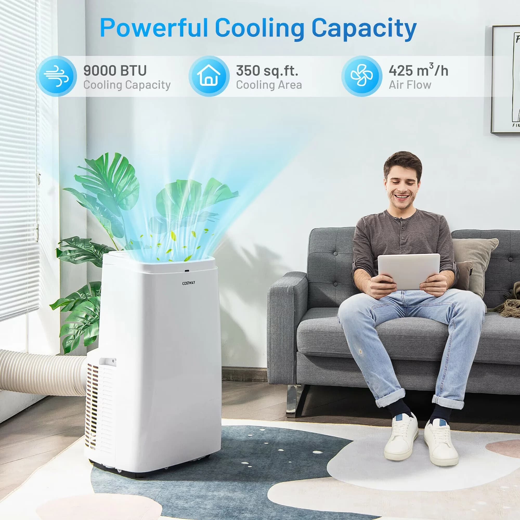 Air Conditioner Modern with 6350 BTU, Remote Controlled - White 9000BTU Model B6273C