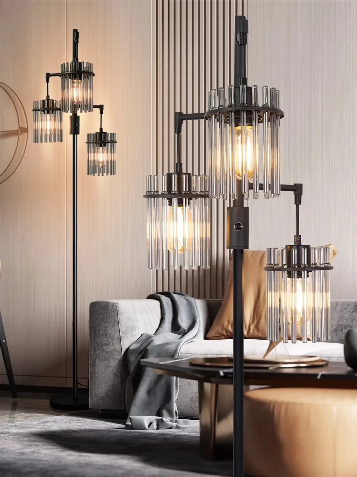 Floor Lamp Versatile with LED, Industrial - Black Metal for Living Room Model 045C23