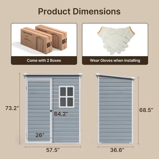 Stylish Shed with Waterproof, Uv Resistant, Lockable Door - Plastic Gray Model 13C603