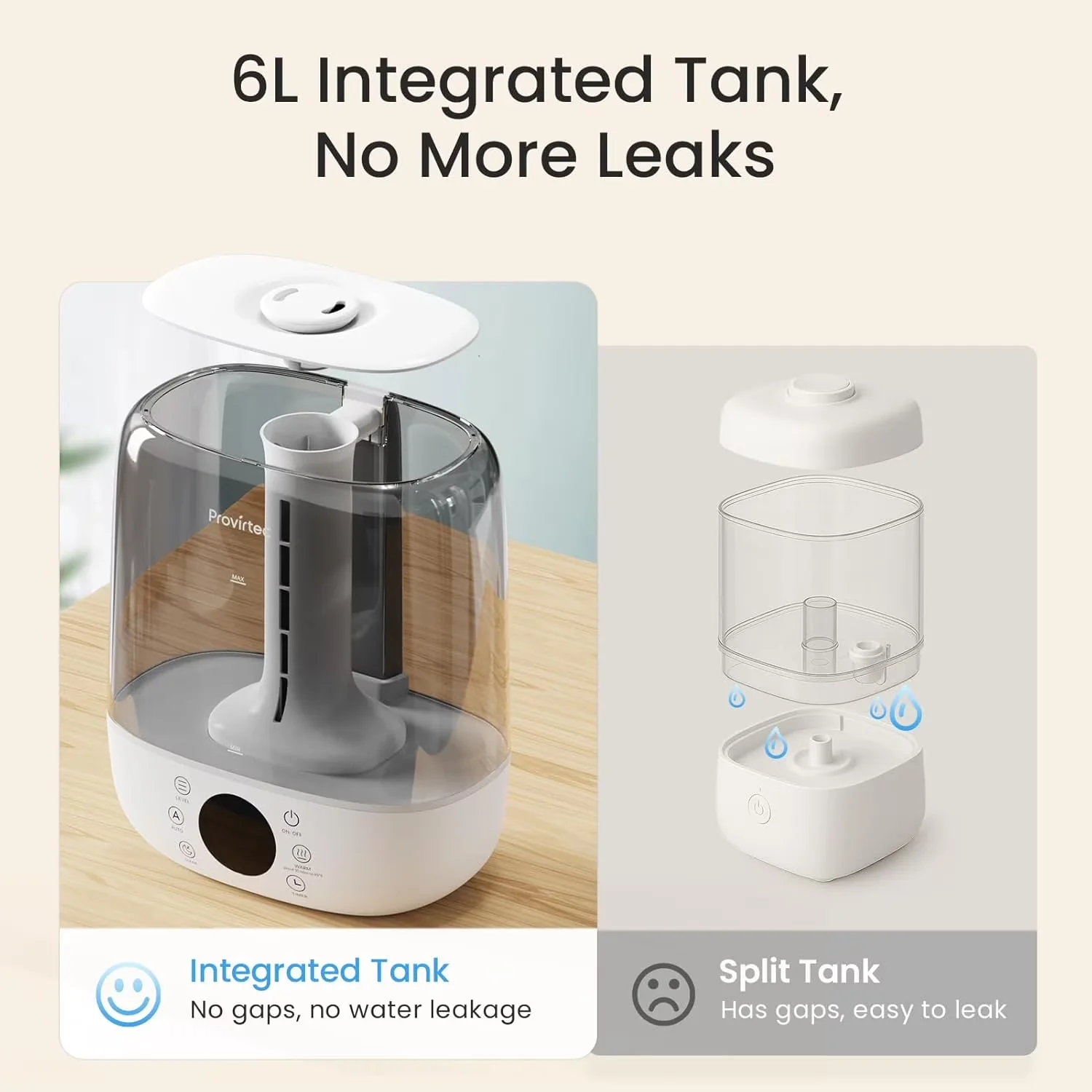 Humidifier Durable with Remote Controlled, 6L Warm & Cool Mist Humidifiers - Gray Model F9F24D