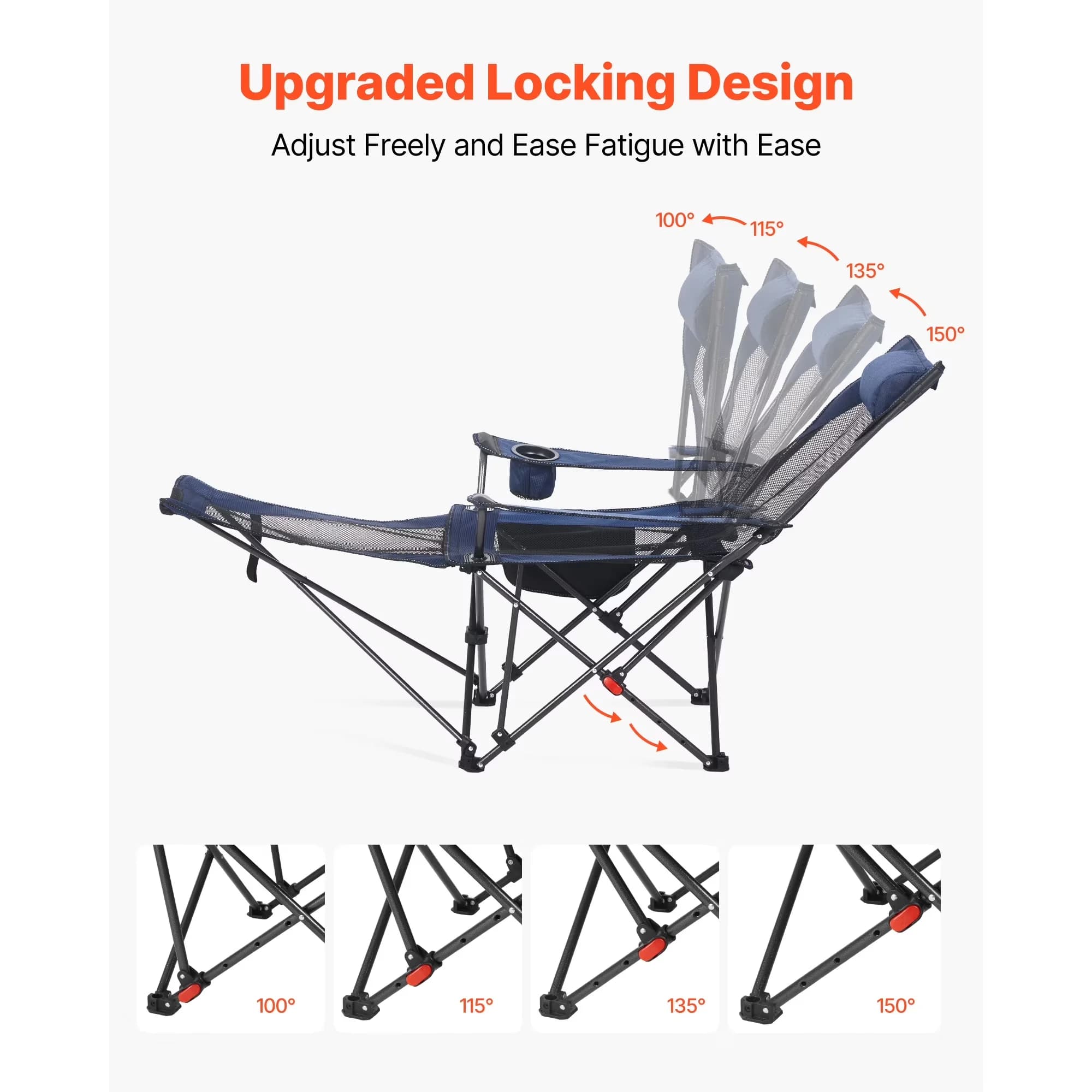 Beach Chair Reliable with Folding, Adjustable, Reclining Camping - Blue Model C32390