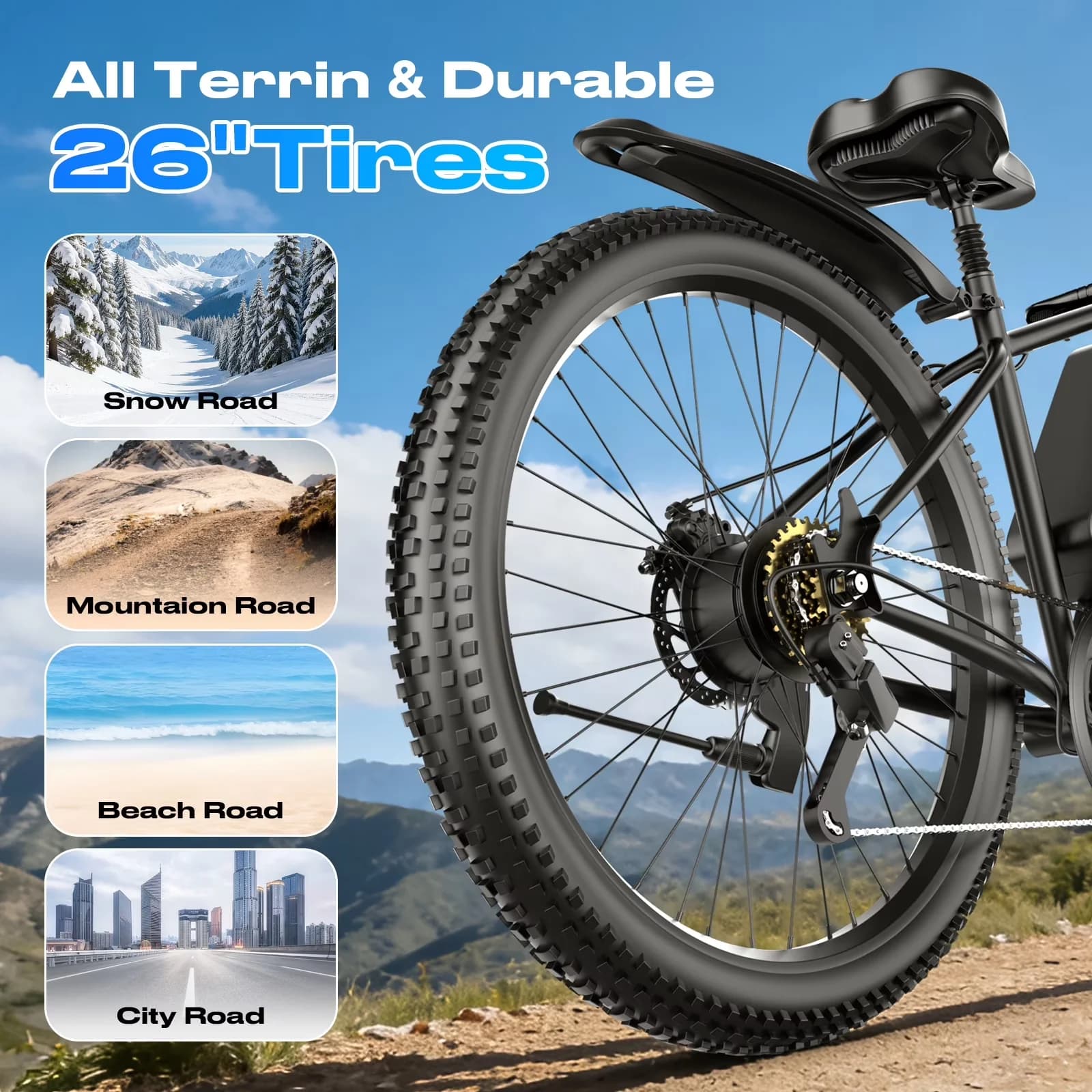 Quality Electric Bike with Battery, 1200W, Adjustable Seat Height - Black Model A4D915