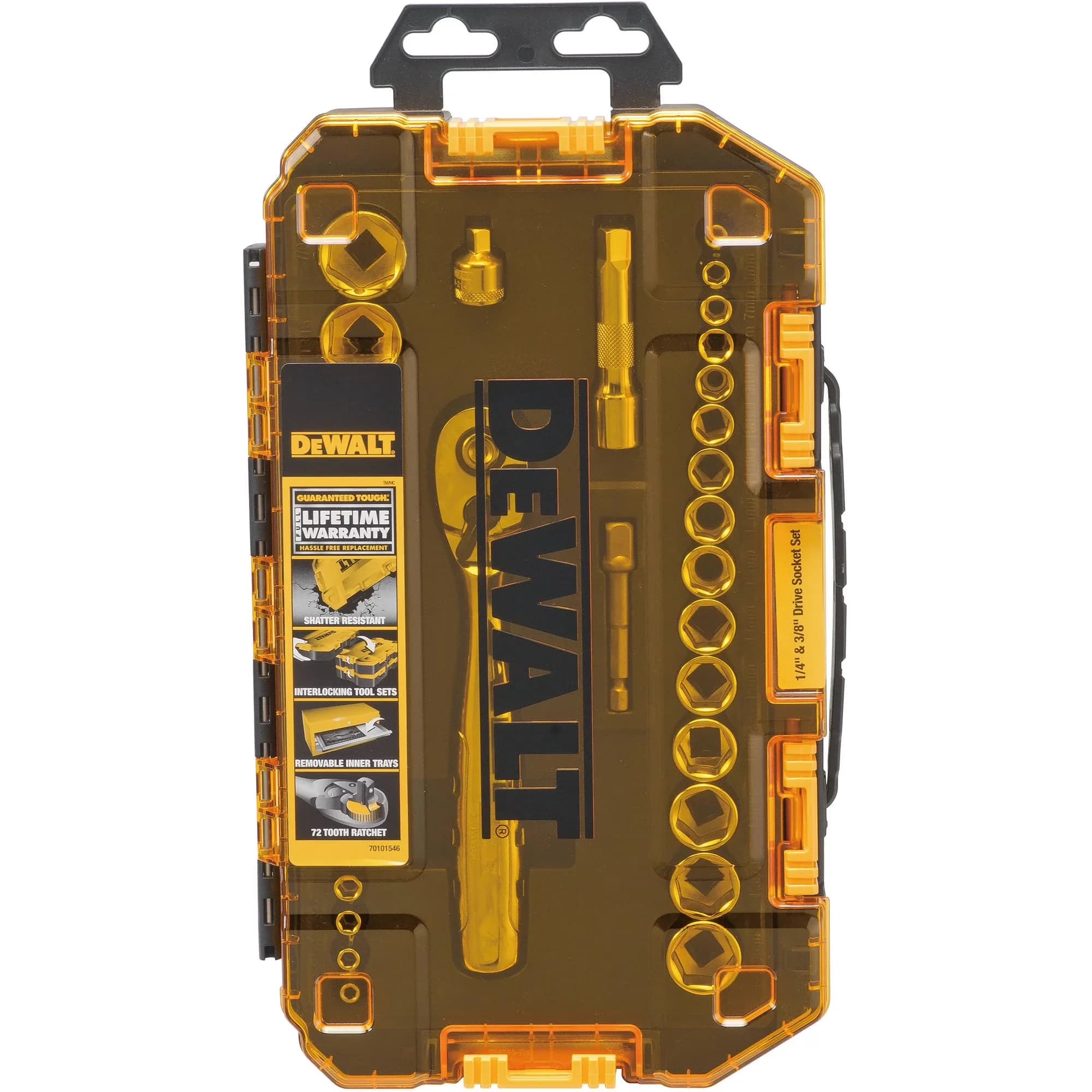 Hand Tool Reliable with Lockable, 1/4" & 3/8" Drive Socket Set, Tough Box Kit - Multicolor Model 0E620C