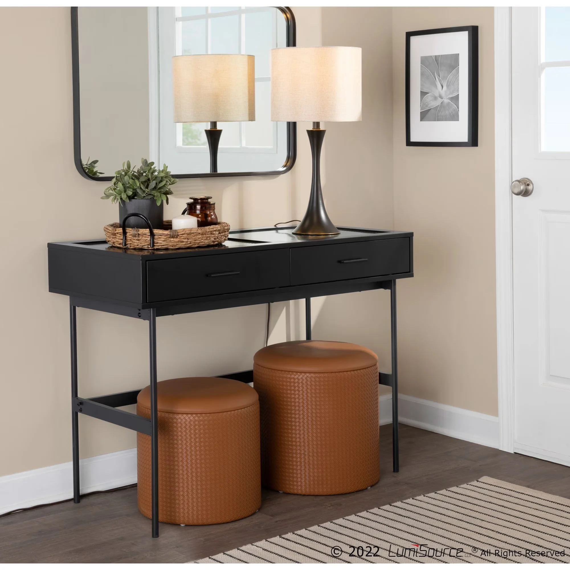 Quality Lamp with Standard Lamps, Contemporary, 24 in. Oil Rubbed Bronze Table Lamps - Multicolor Steel Model 60B8FD