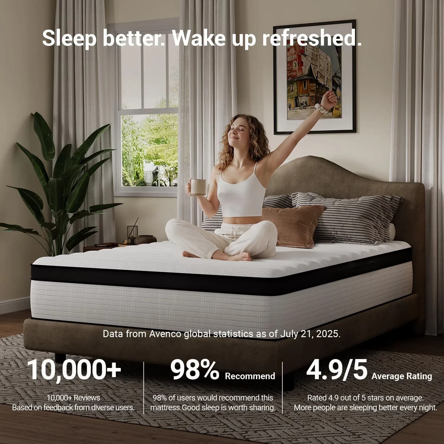 Classic Mattresses Accessory with Low Motion Transfer, Breathable Construction - Gel Memory Foam, Hybrid Mattress Model 4E0610