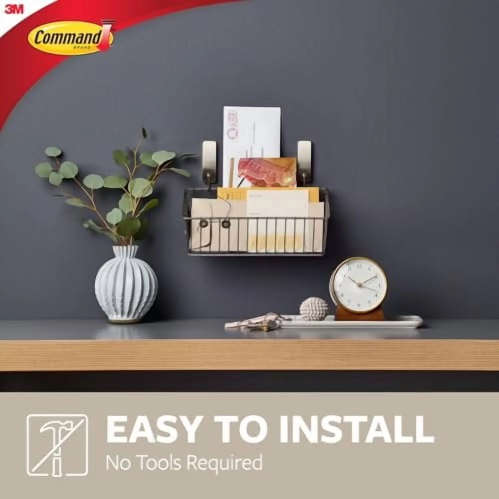 Sleek Damage-Free Hanging with Easy Clean, Medium Matte Black Wall Hooks - Black Plastic Model 0E89E3