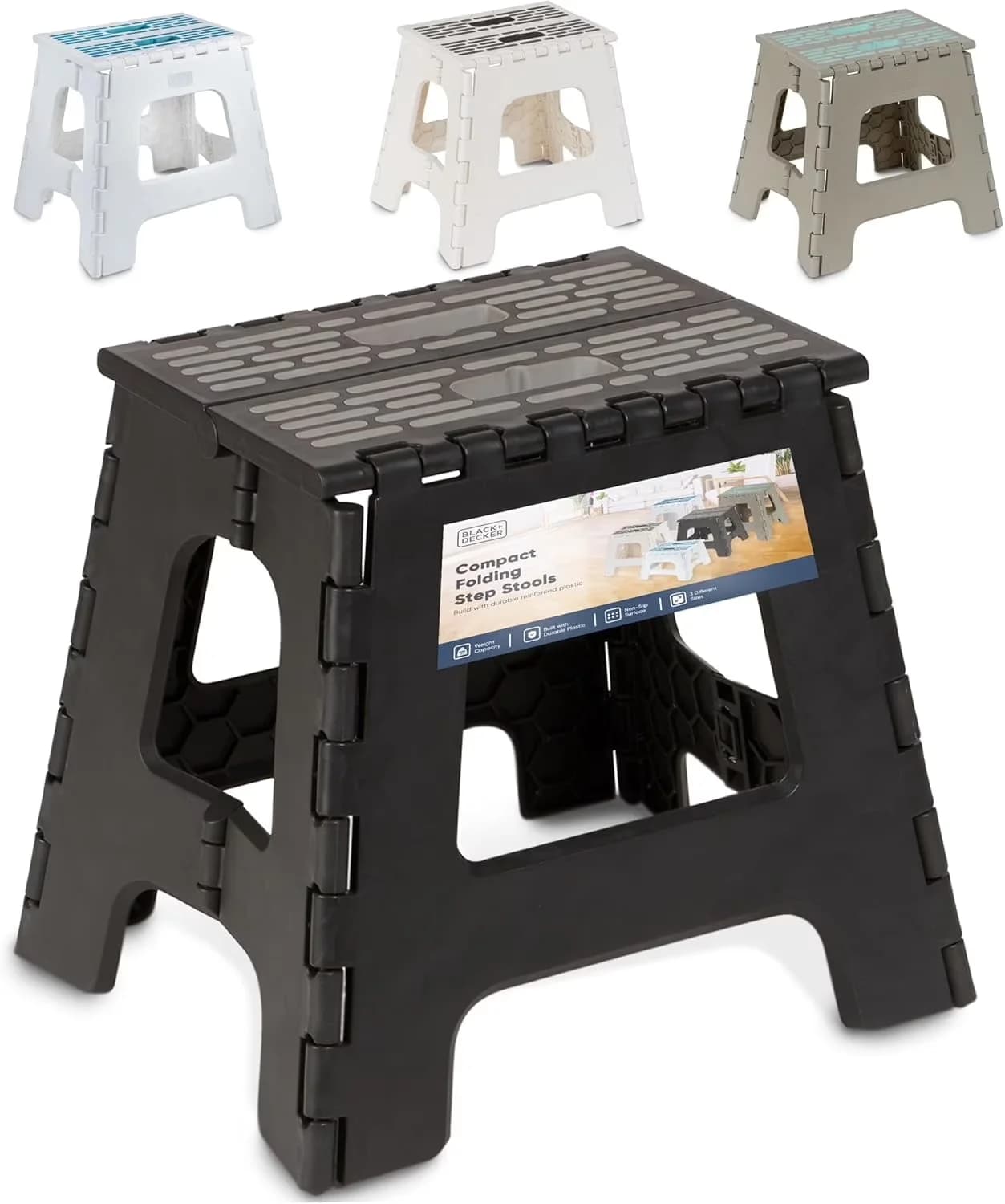 Ladders And Step Stool Durable with Anti-Slip, Foldable - Gray Plastic Model 2F7532