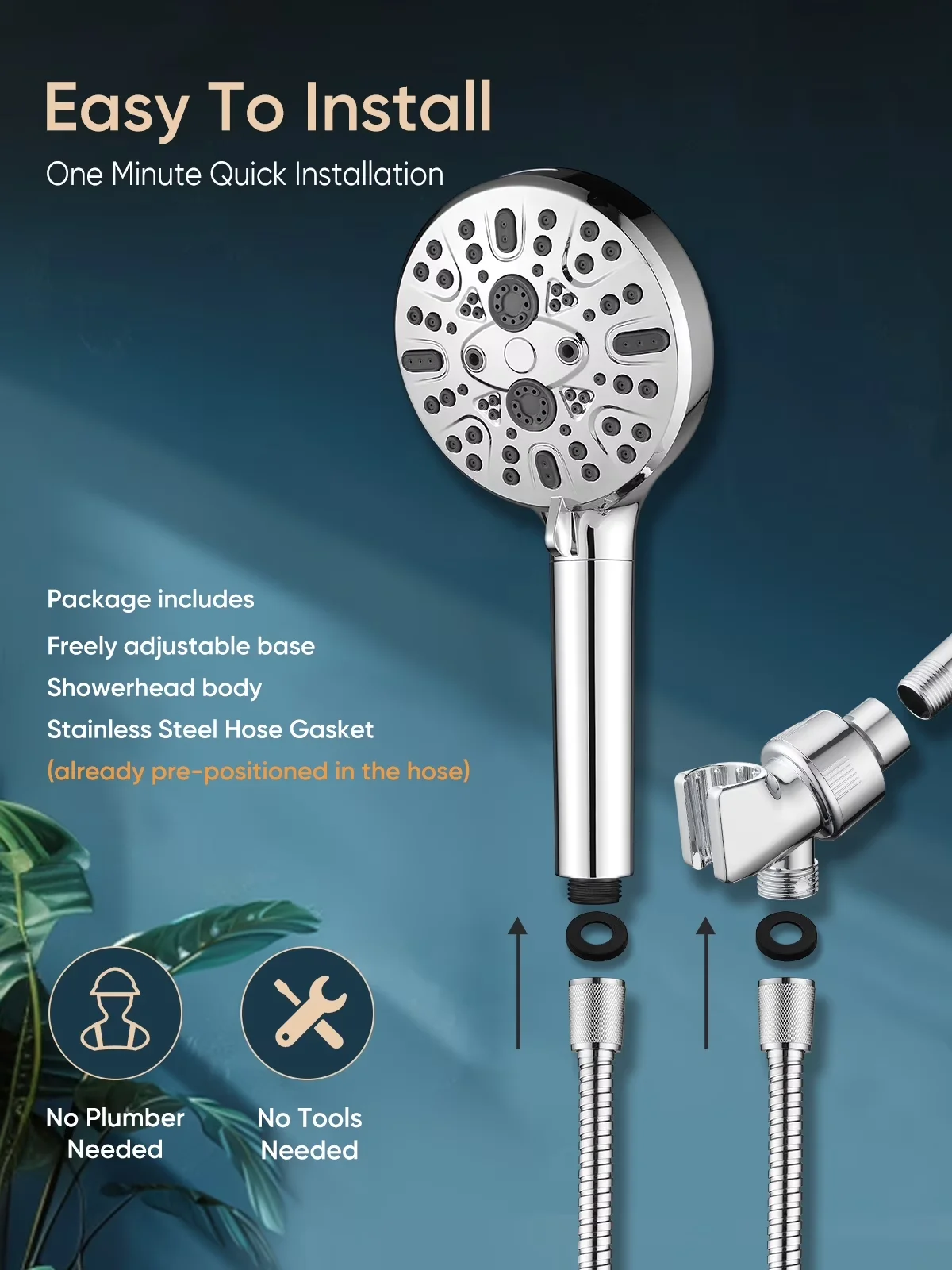 Reliable Shower Head with Easy To Clean, Easy To Install, Filtered - Silver Model 909C27