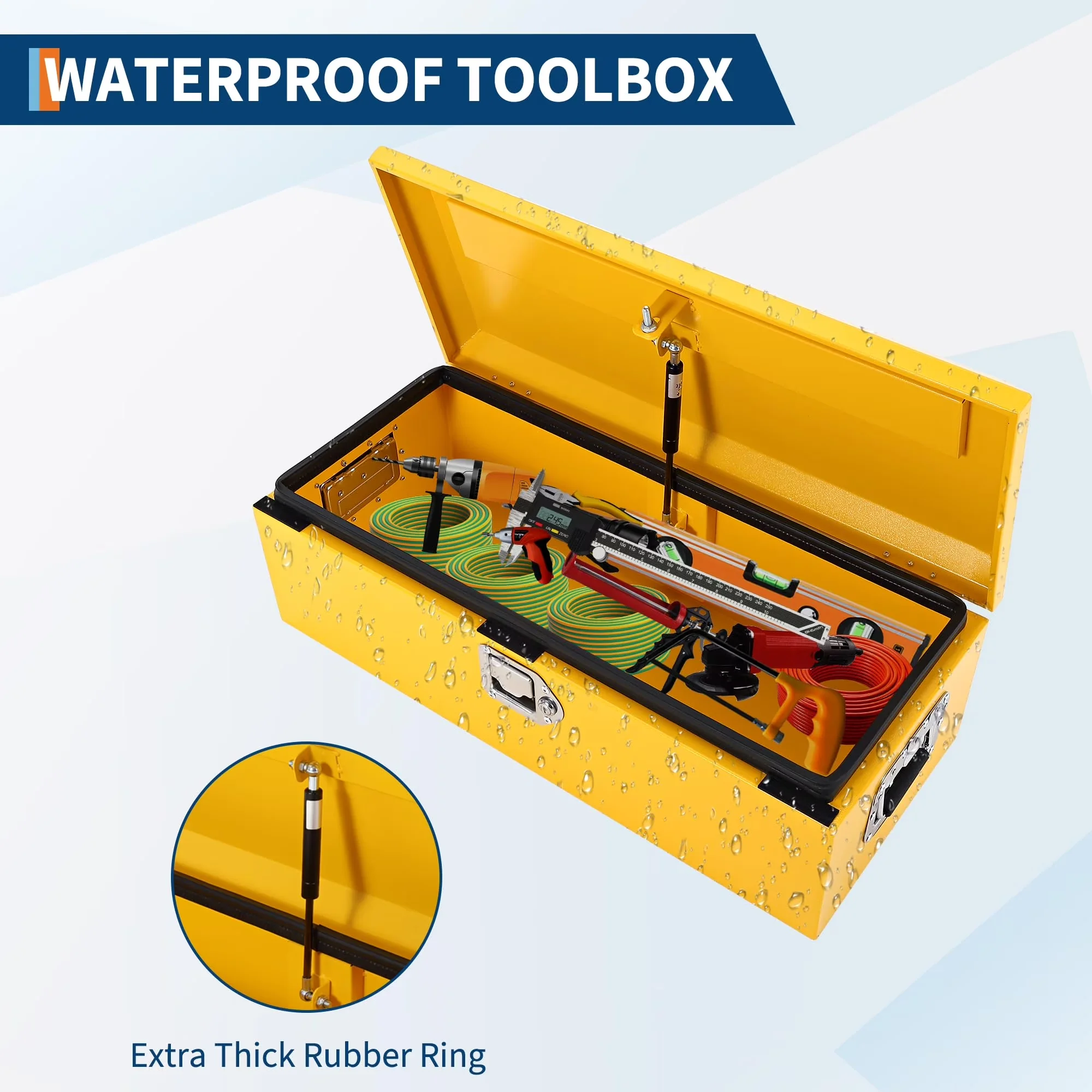 Classic Toolstorage with Lock & Keys, Side Handles, Secure Storage Chest - Aluminum Yellow Model E9AFC8
