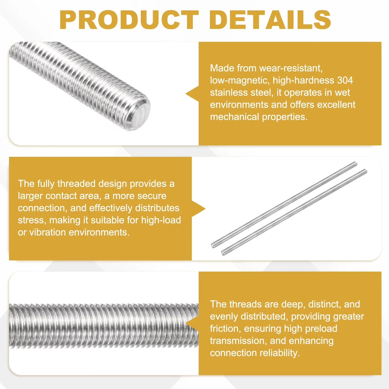 Durable Fastener with Material: 304 Stainless Steel(18-8), Length: 200 mm/8 inch - Stainless Steel Model 61F068