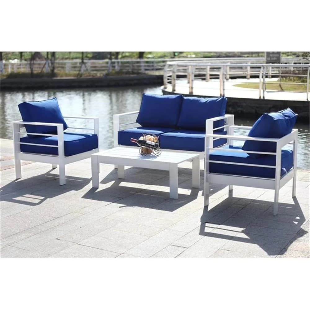 Patio Conversation Set Compact with Weatherproof - Blue Metal - Commercial Quality Model 95729A