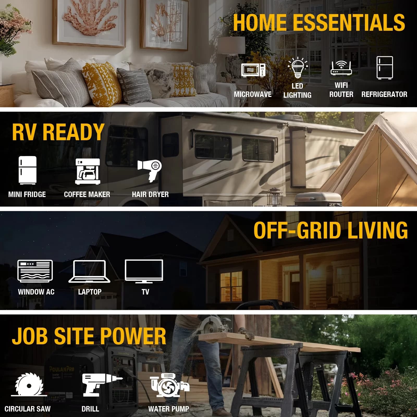 Generator Quality with 4125W, Low Oil Shutdown, Co Shut-Off for Camping, Home - Model 3D30D6