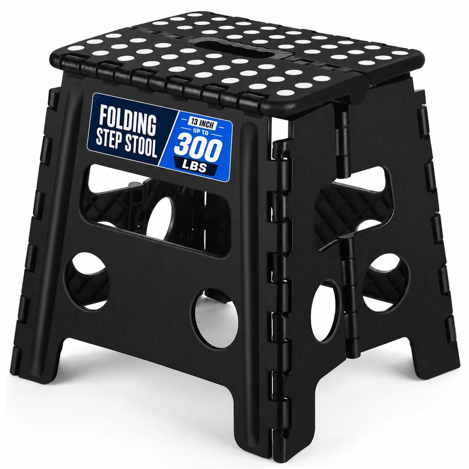 Premium Ladders And Step Stool with Foldable, Folding 13'' Tall Plastic Stools, Non-Slip Surface - Black Plastic Model C0BE7C