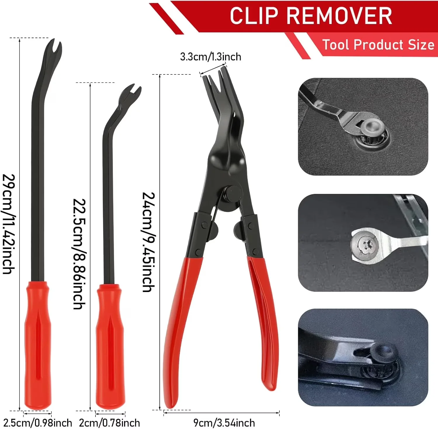 Classic Hand Tool Set with Handheld, 19Pcs Trim Removal, Auto Clip Pliers Fastener Remover - Red Model EF3F7D