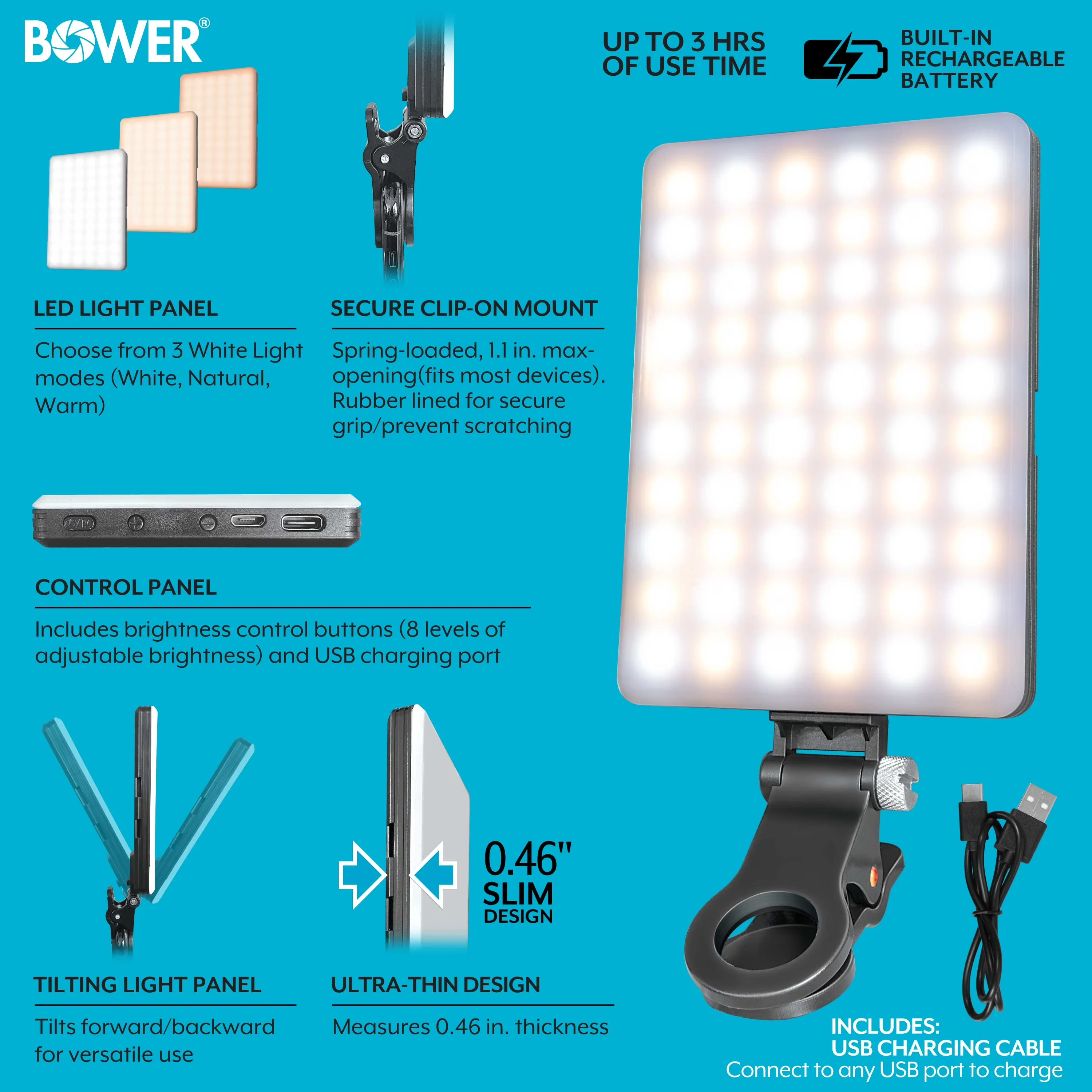 Efficient Novelty Light with LED, Battery, Adjustable - Black Clip for General Purpose Model 9AC7E5