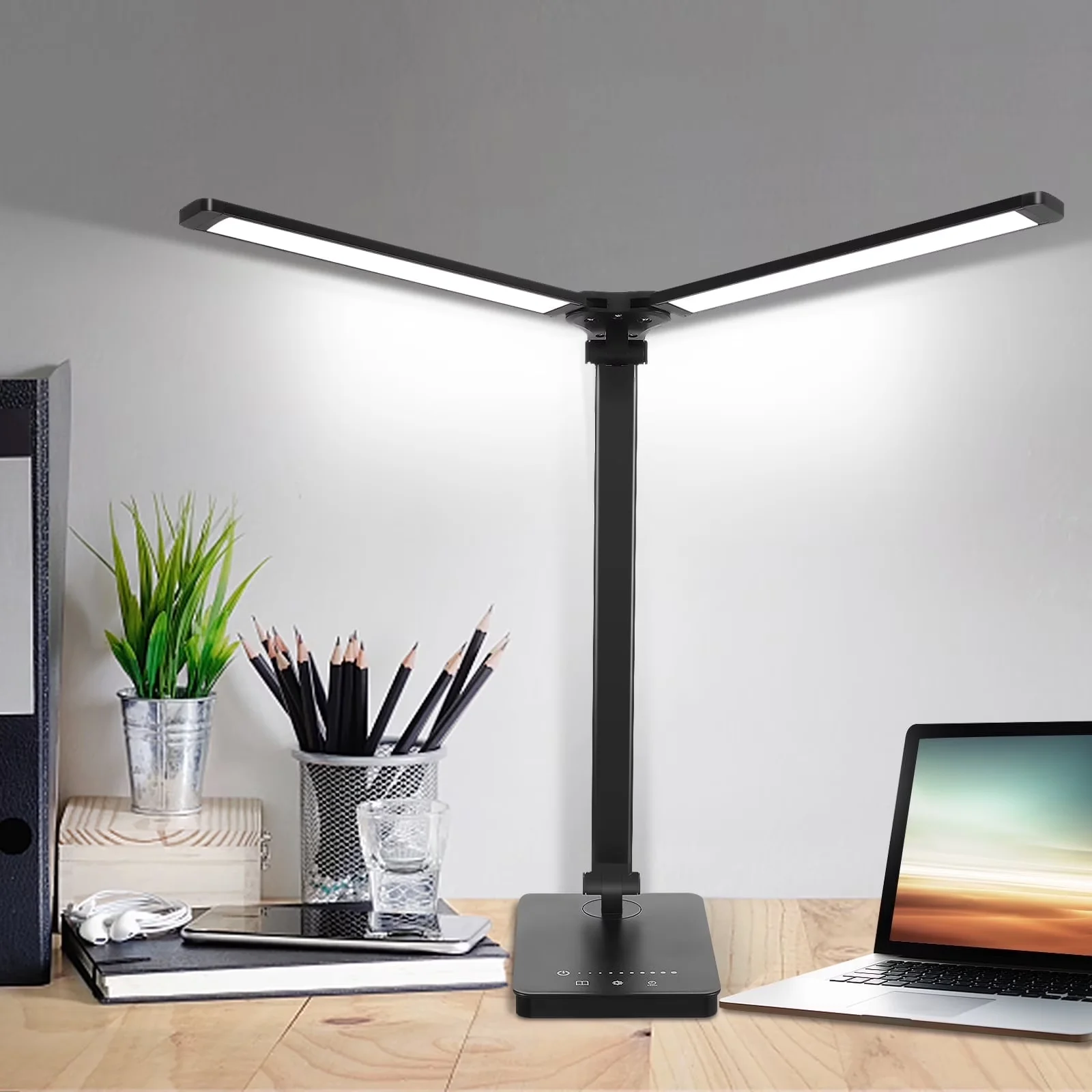 Desk Lamp Durable with LED, Adjustable Head - Metal, Abs Plastic Black Model A5646C