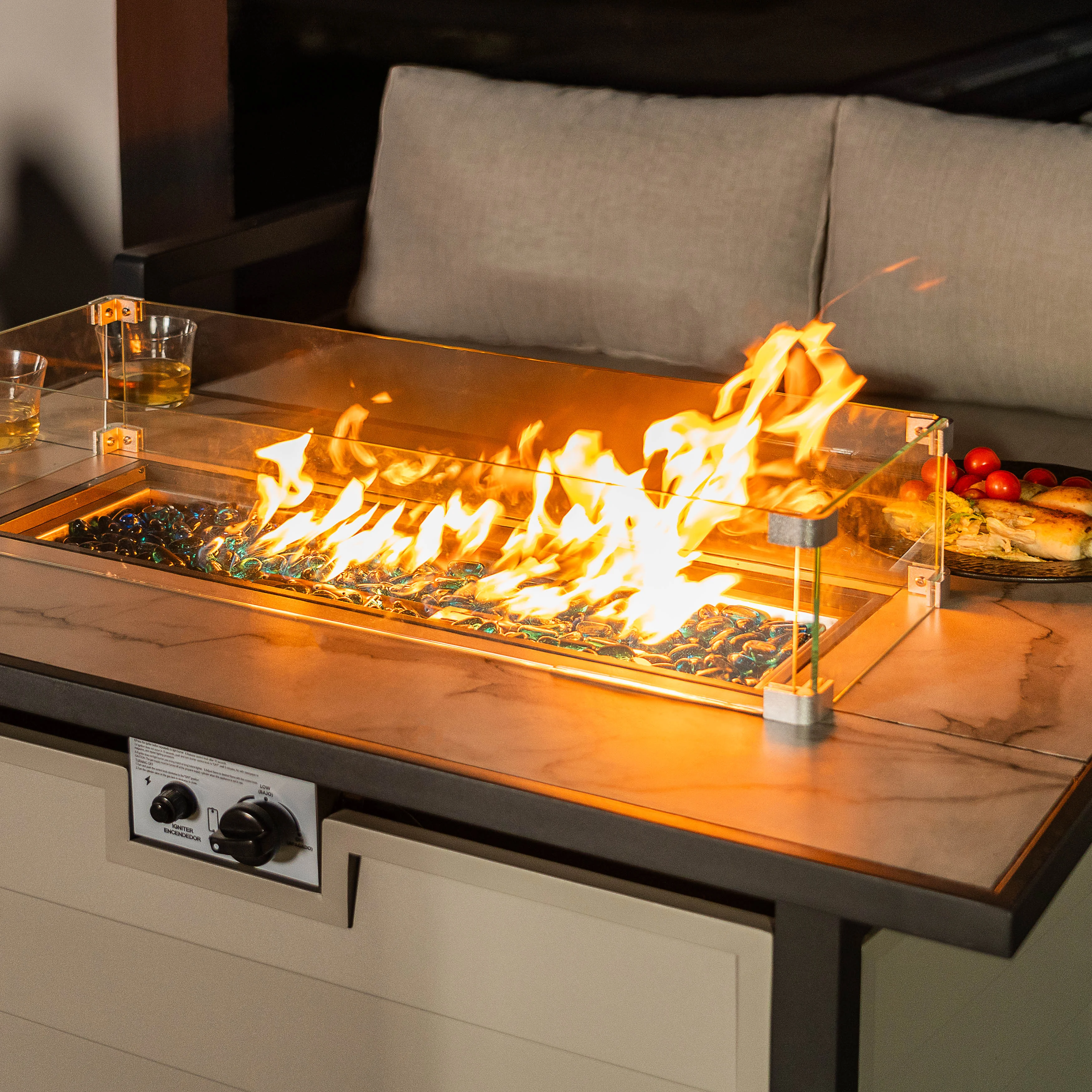 Outdoor Heating Versatile with 50000 BTU, Smokeless, Patio Metal 43'' Propane Fire Pit - Iron White Model B879CD