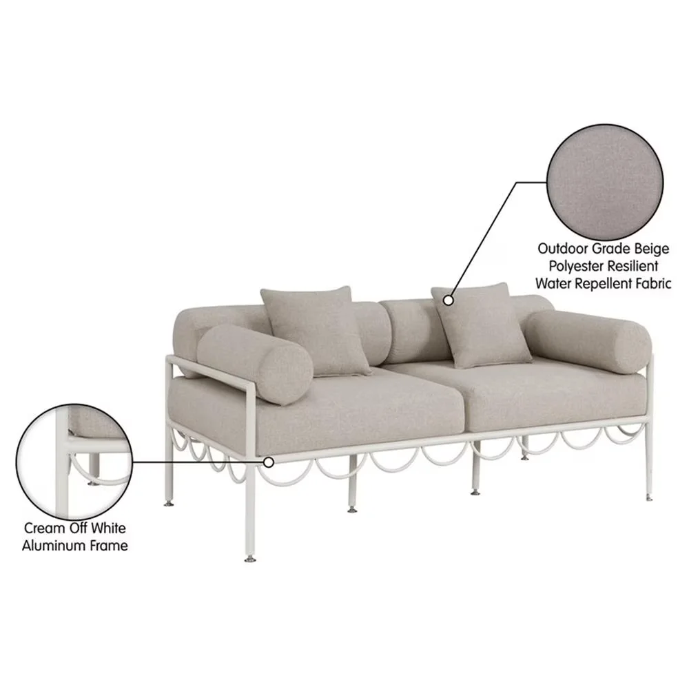 Classic Patio Chair with Water-Resistant, Art Deco, Weight Capacity : 800 - Aluminum Beige Model 26F874