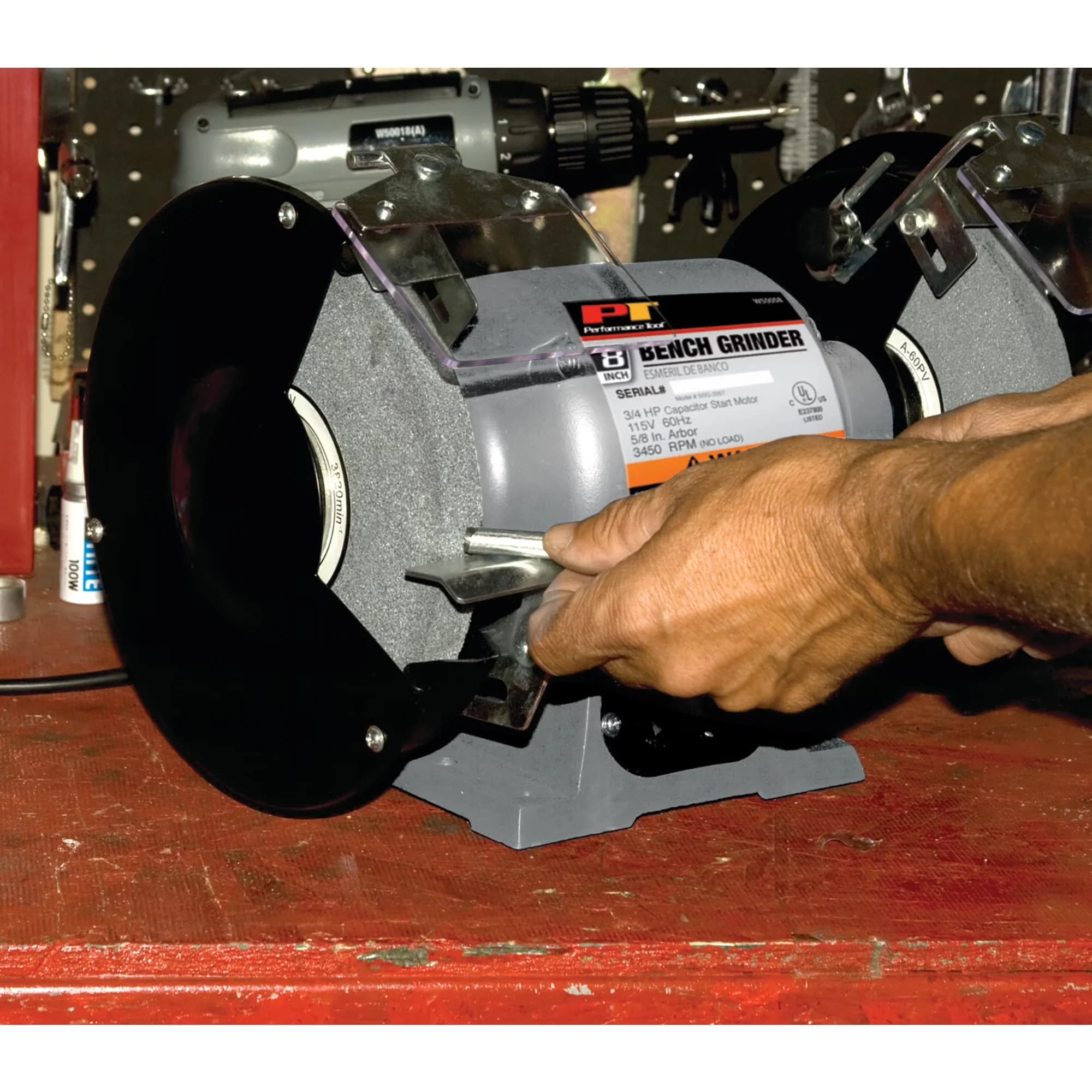 Woodworking Classic with Easy Installation, 3/4 HP Motor 8-Inch Bench Grinder - Gray Model 74A749