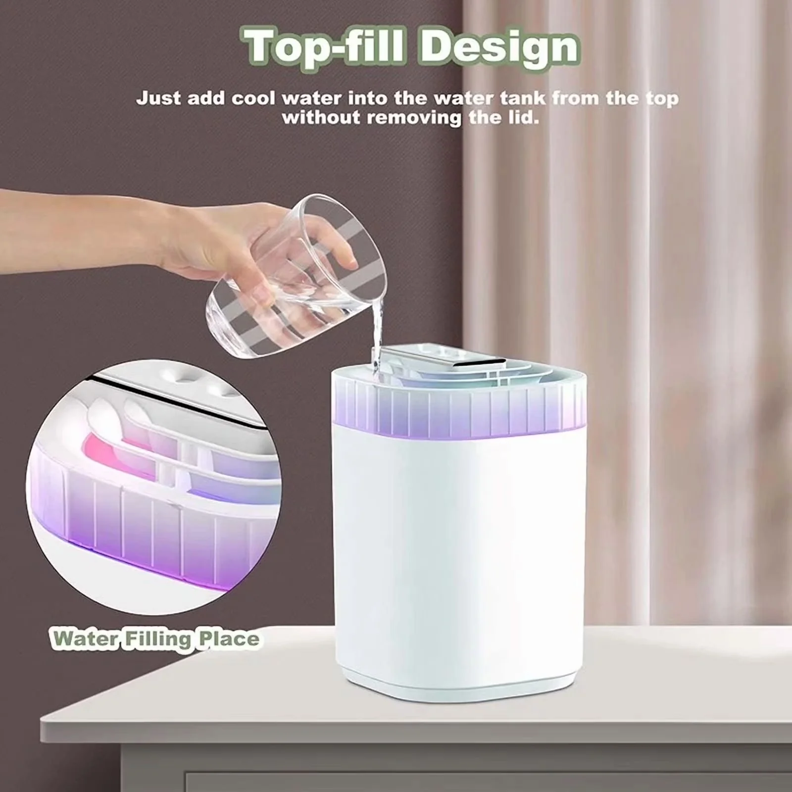 Humidifier Sleek with Ultrasonic for Bedroom, Large - Traditional Style Model A3DB56