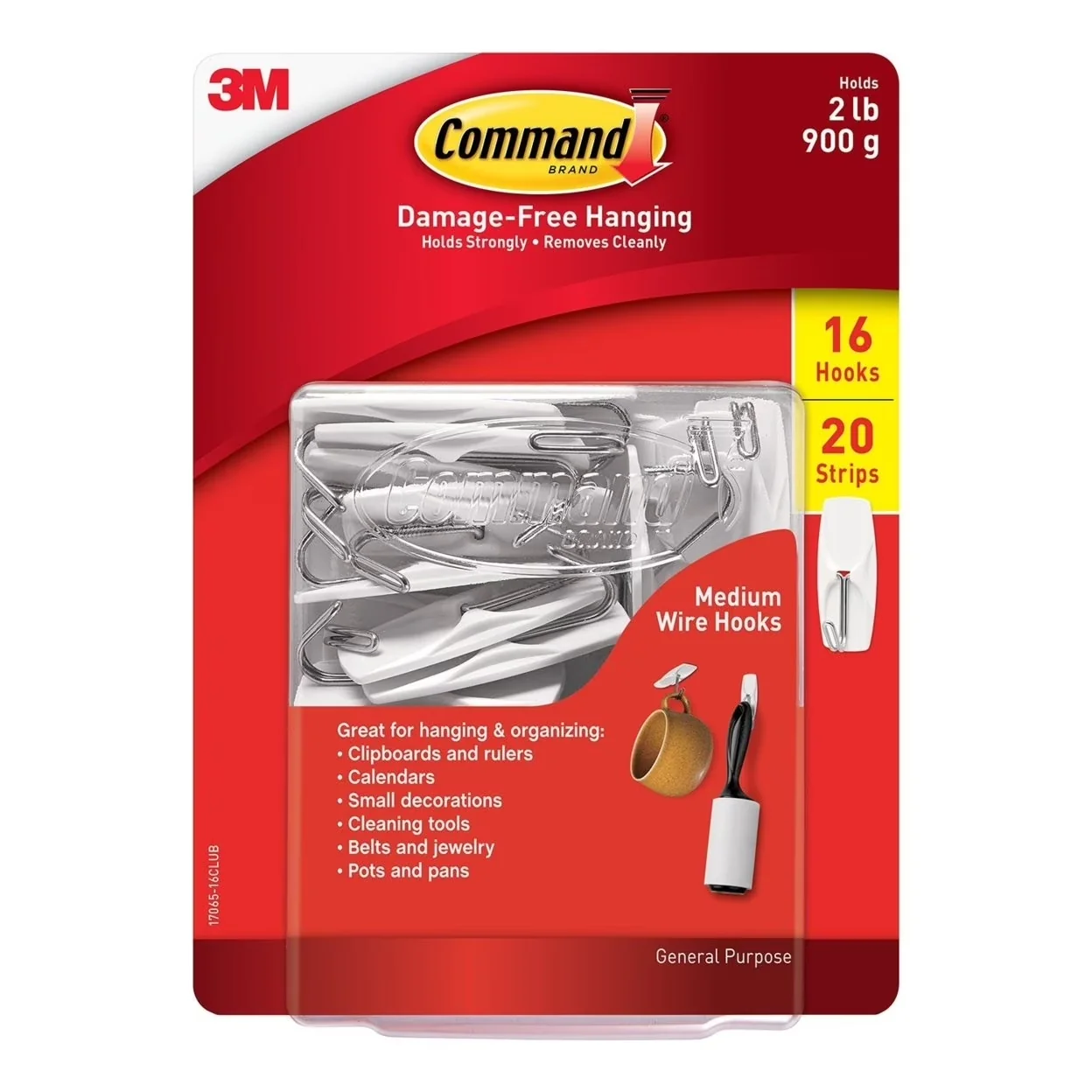 Classic Damage-Free Hanging with Easy Installation, Medium Wire Hooks - Metal White Model FBA453