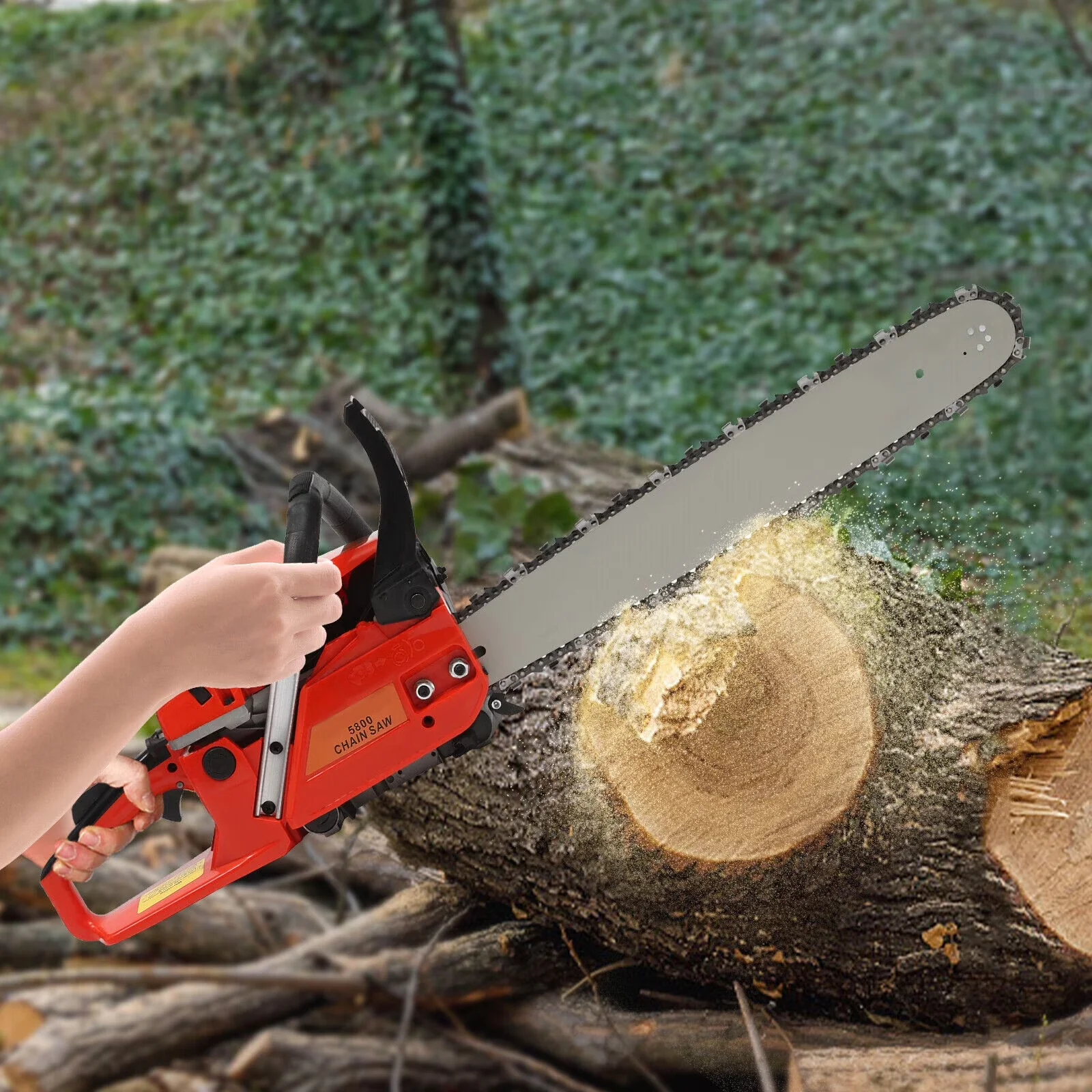 Professional Chainsaw with Chain Brake, Adjust the Chain Tightness. - Orange Model 972F49