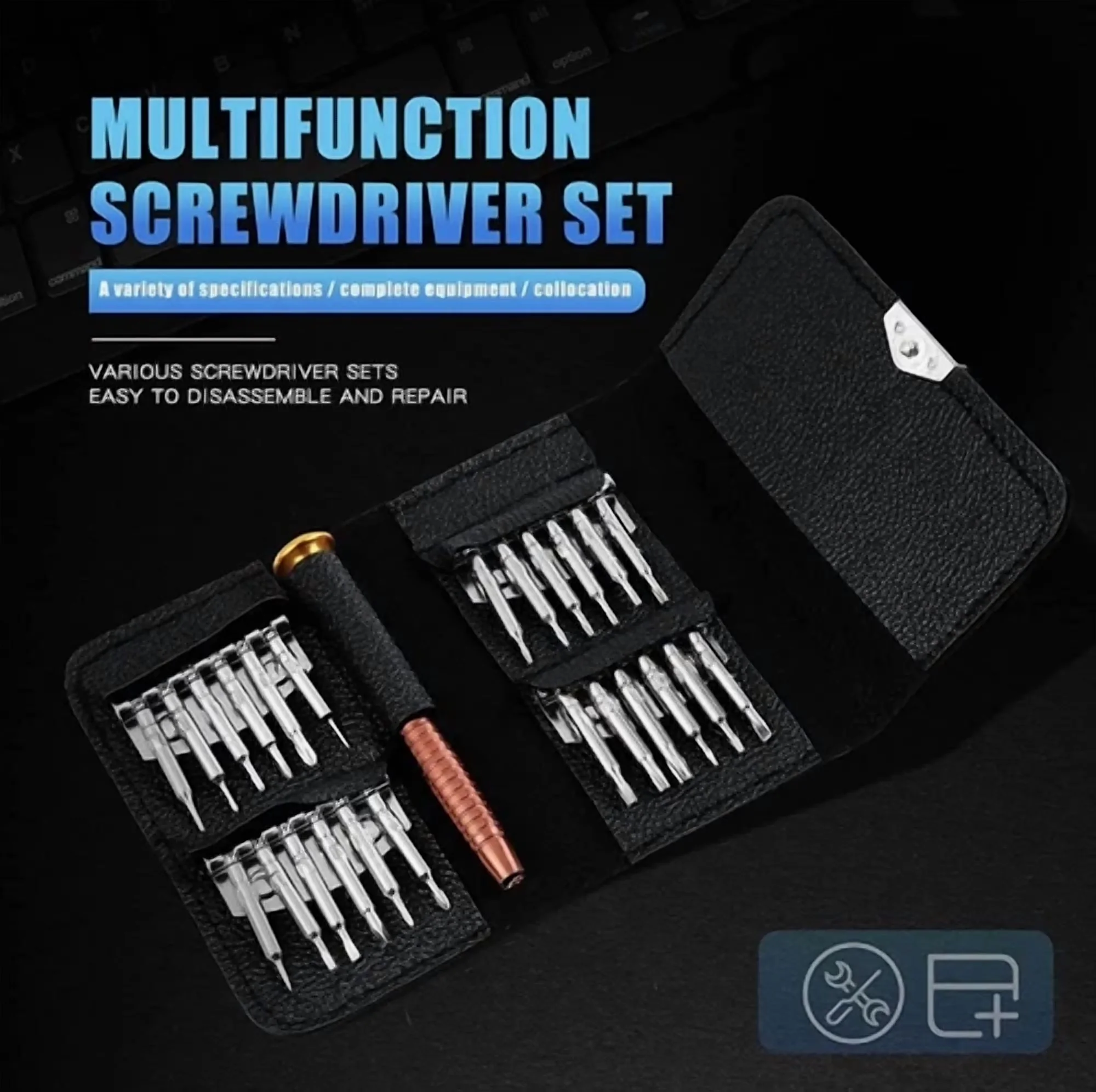 Premium Hand Tool Set with 25 Screwdrivers - Compact and Portable Model E398E5
